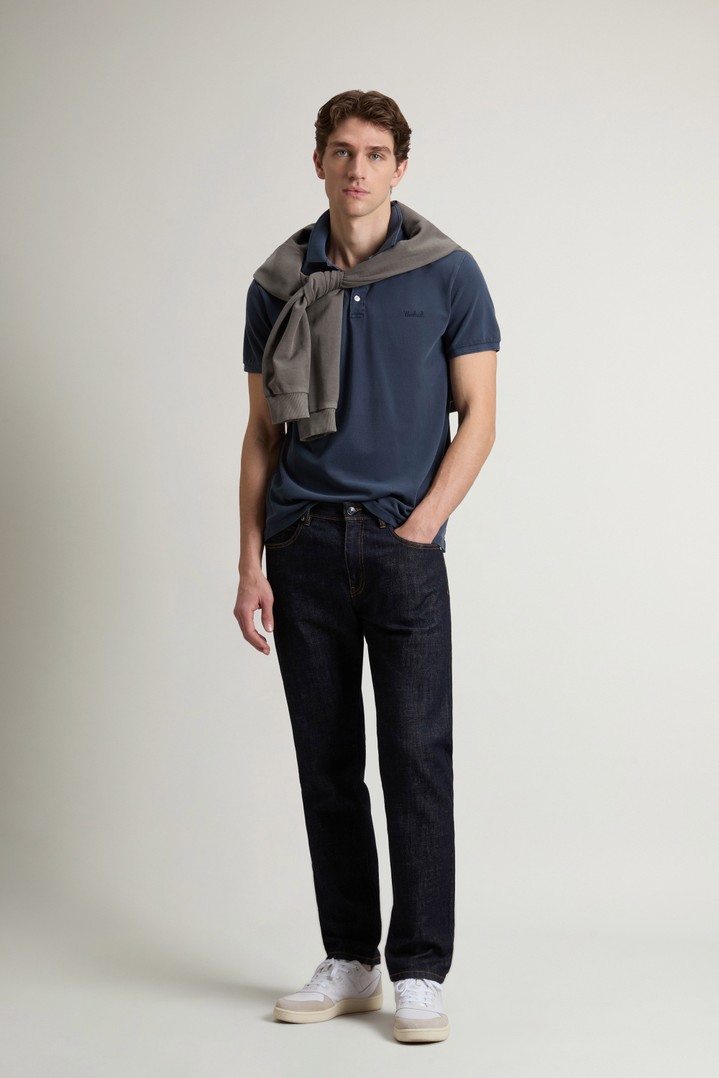Garment-Dyed Mackinack Polo in Stretch Cotton Piquet Blue photo 2 | Woolrich