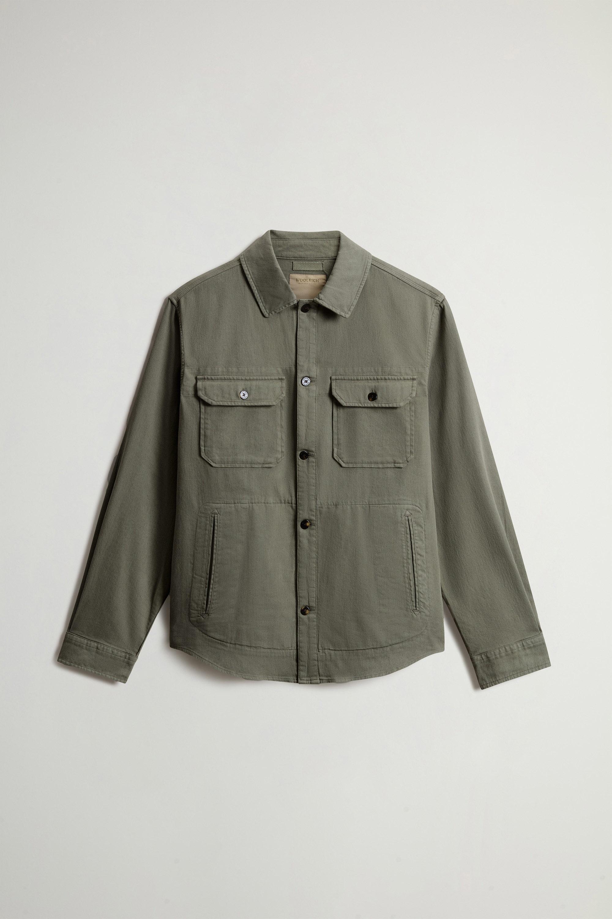 Garment-Dyed Safari Overshirt in Cotton and Linen Blend Green photo 5 | Woolrich