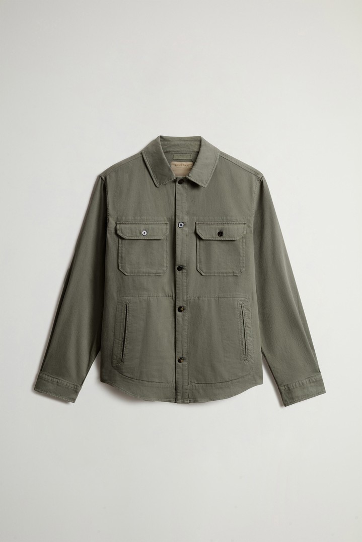Garment-Dyed Safari Overshirt in Cotton and Linen Blend Green photo 5 | Woolrich
