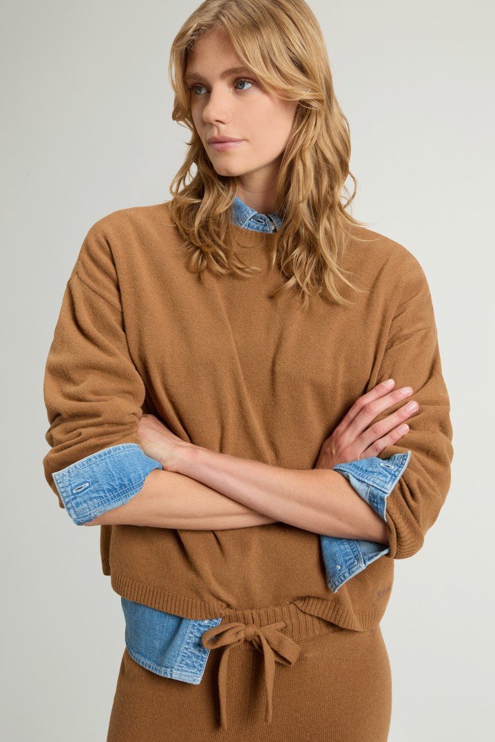 Crewneck Sweater in Wool and Cashmere Blend Brown photo 4 | Woolrich