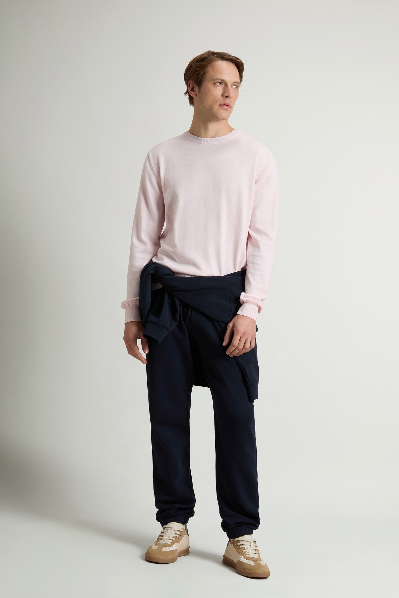 Crewneck Sweater in Pure Cotton with Embroidered Logo Pink photo 2 | Woolrich