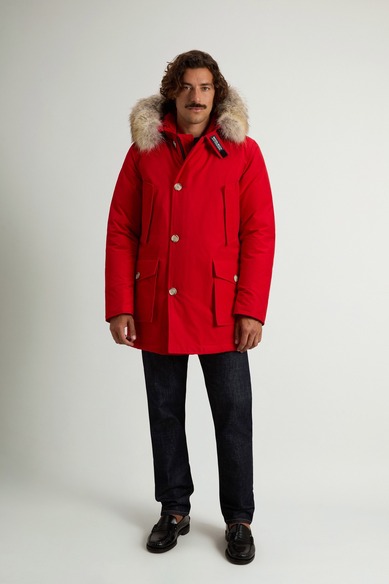 Arctic Parka in Ramar Cloth with Detachable Fur Trim Red photo 2 | Woolrich
