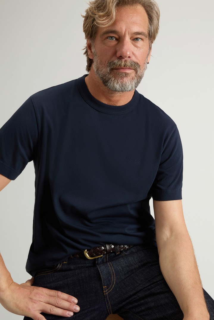 T-Shirt in Pure Organic Cotton Blue photo 4 | Woolrich