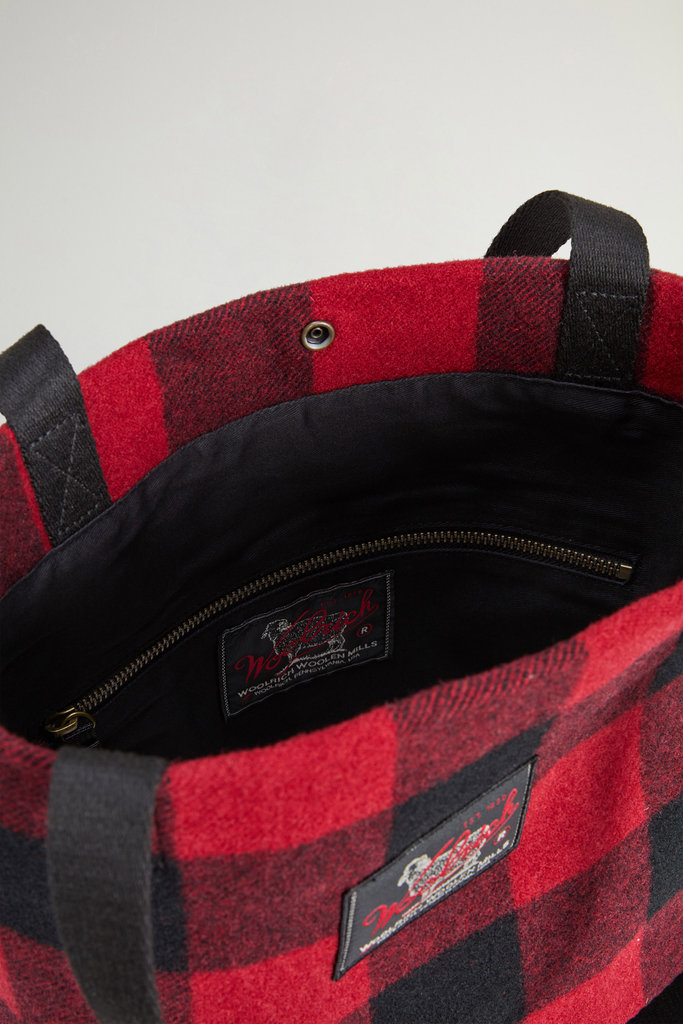 Medium Tote Bag in Checked Italian Wool Blend Red photo 5 | Woolrich