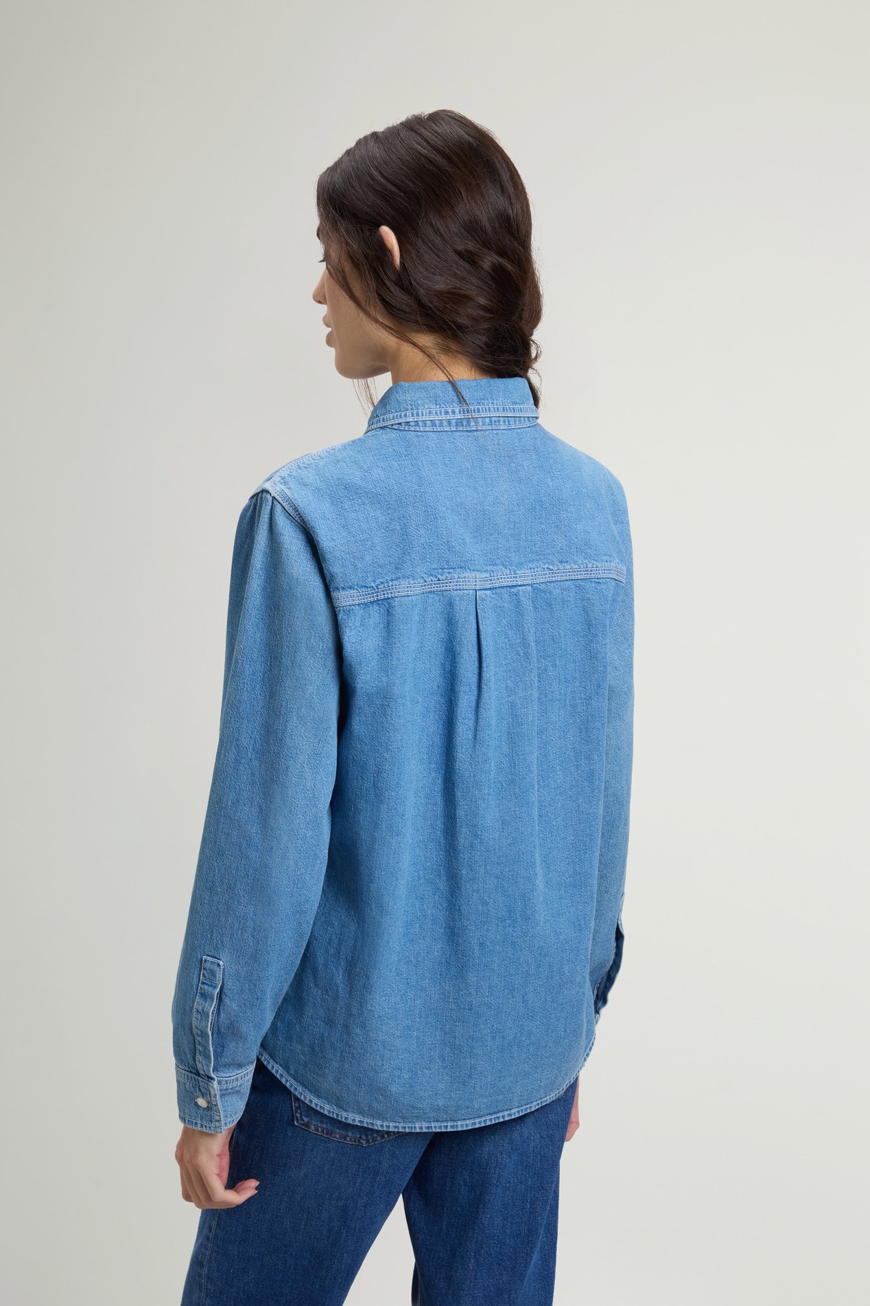 Shirt in Lightweight Pure Cotton Denim Blue photo 3 | Woolrich
