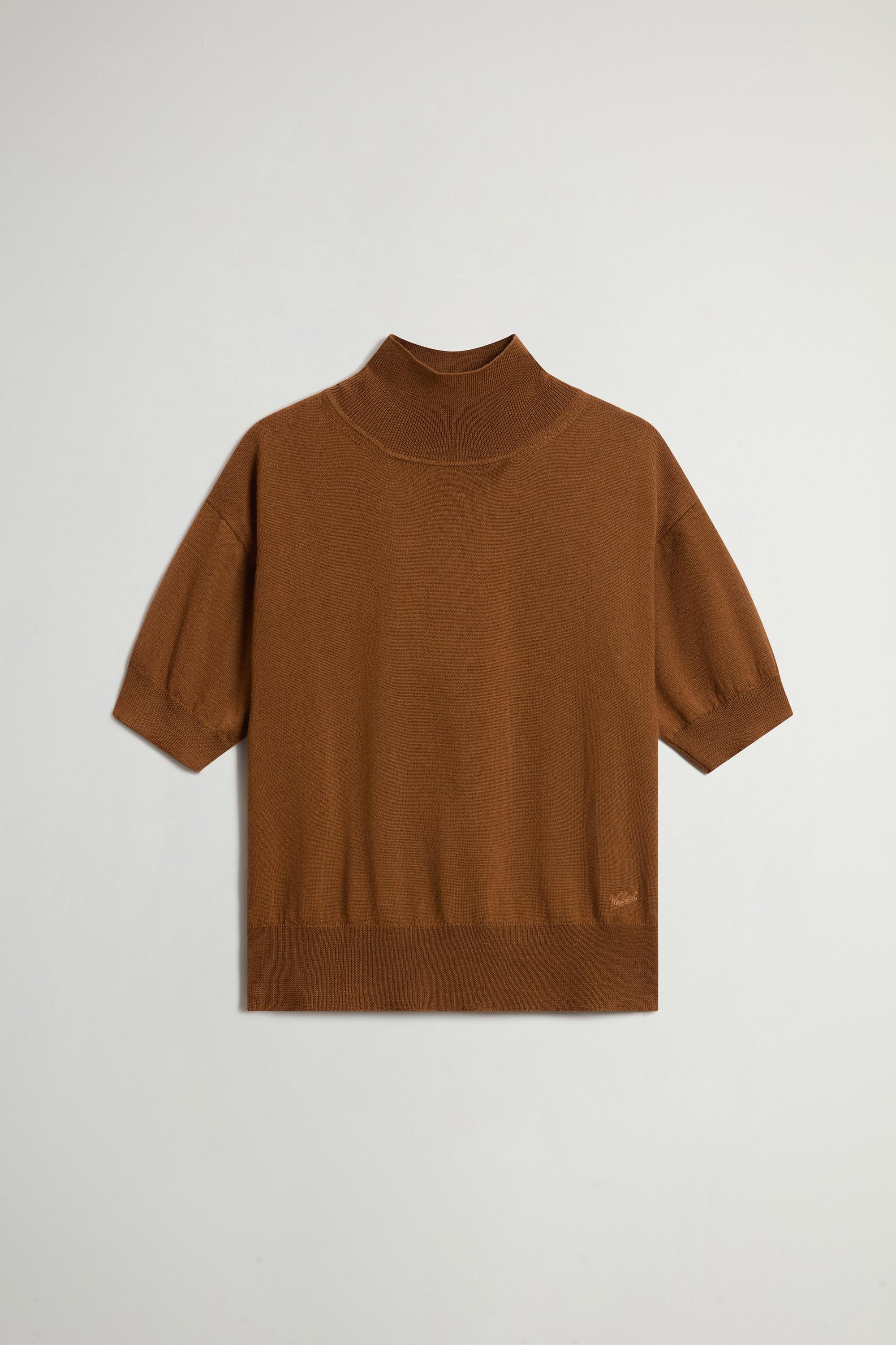 Knit Turtleneck T-Shirt in Pure Merino Virgin Wool Brown photo 5 | Woolrich