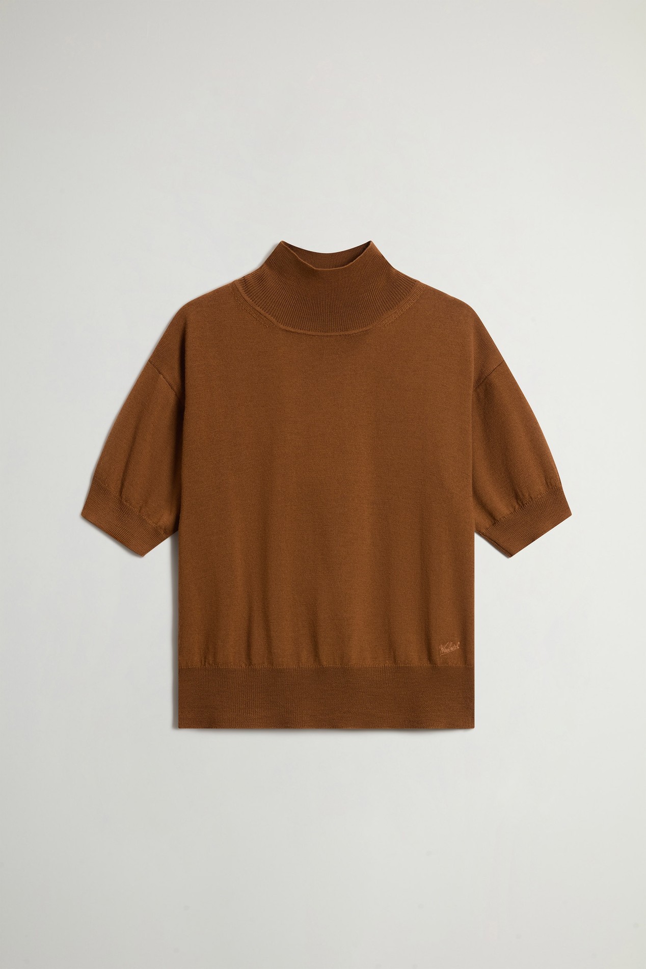 Knit Turtleneck T-Shirt in Pure Merino Virgin Wool Brown photo 5 | Woolrich
