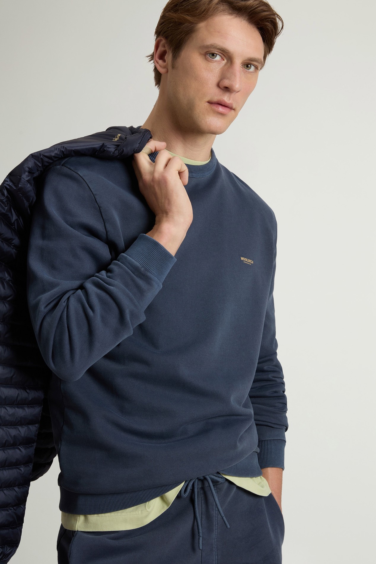 GARMENT DYED LOGO CRENEWCK Blue photo 4 | Woolrich