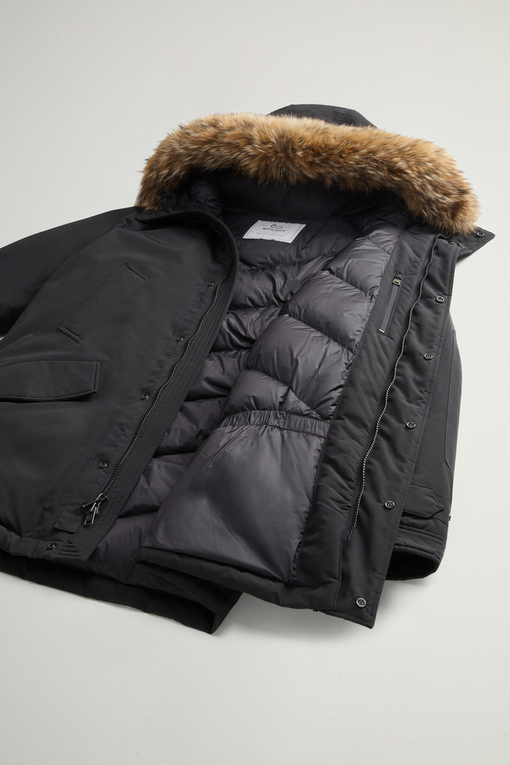 Polar Parka in Ramar Cloth with High Collar and Fur Trim Black photo 8 | Woolrich