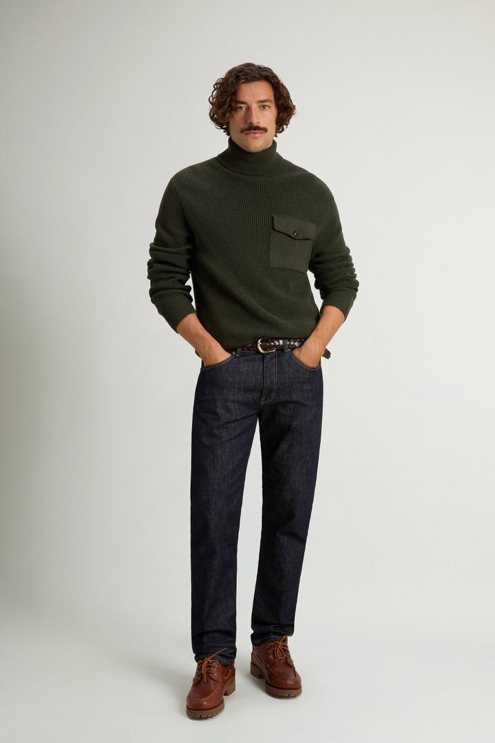 Ribbed Turtleneck Sweater in Pure Merino Virgin Wool Green photo 2 | Woolrich