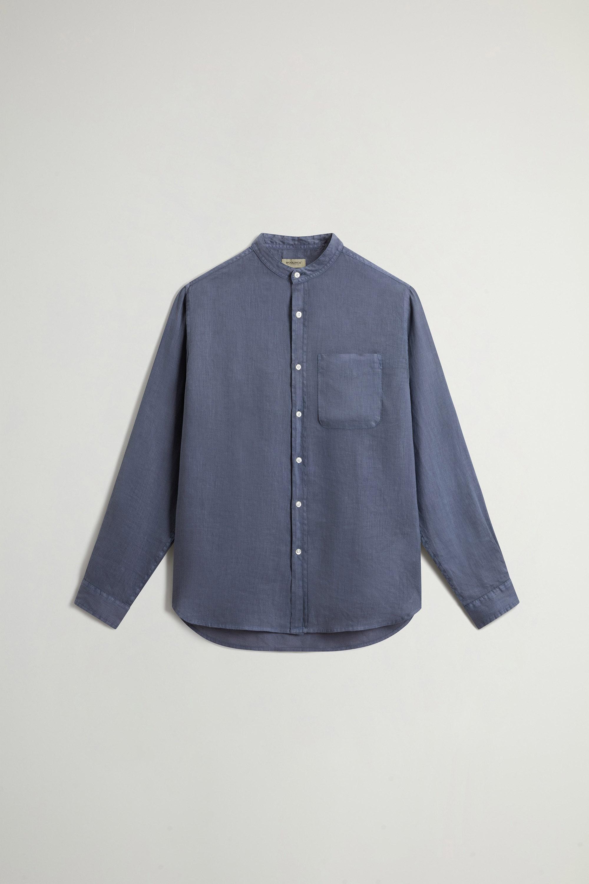 BAND COLLAR LINEN SHIRT Blue photo 5 | Woolrich