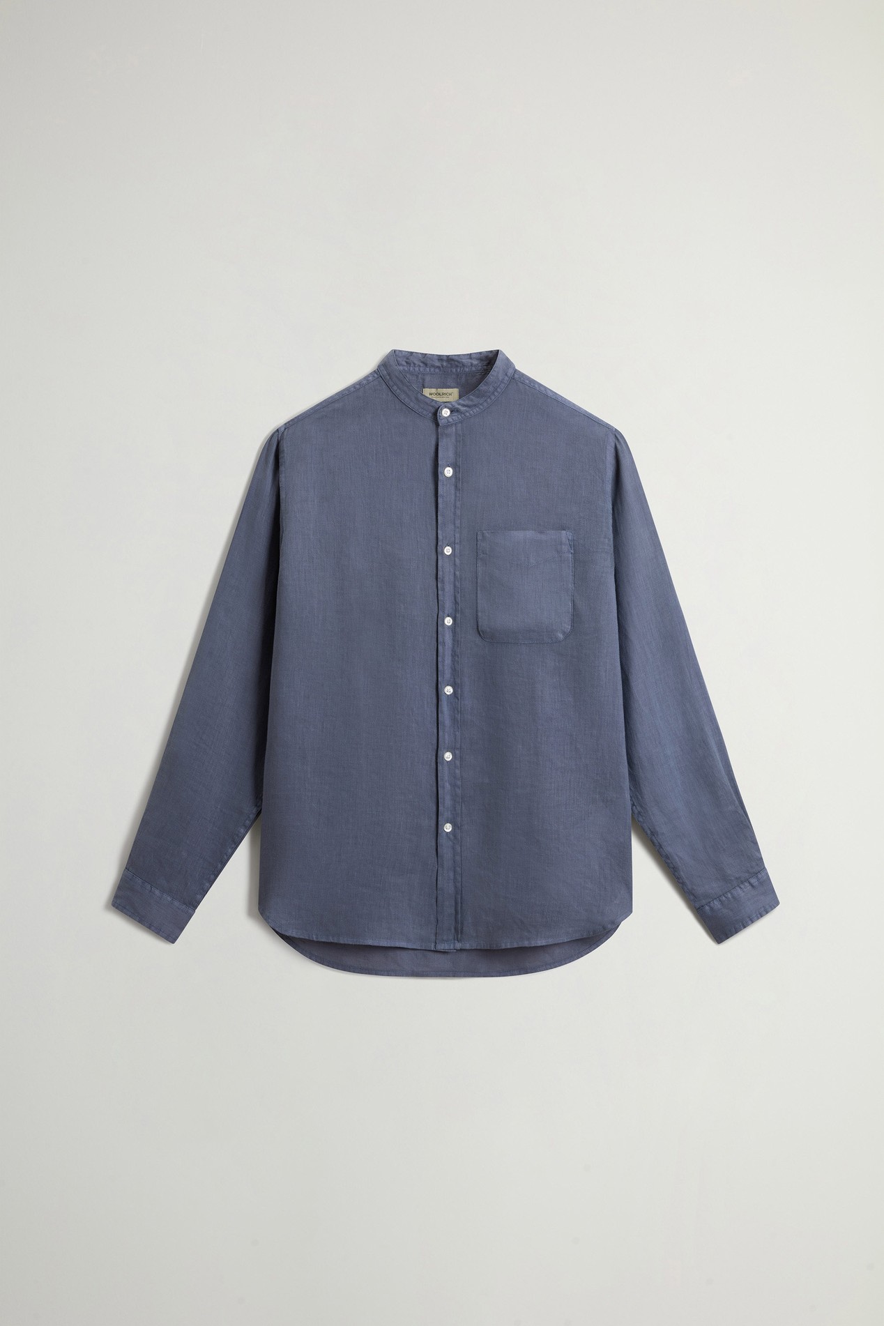 BAND COLLAR LINEN SHIRT Blue photo 5 | Woolrich