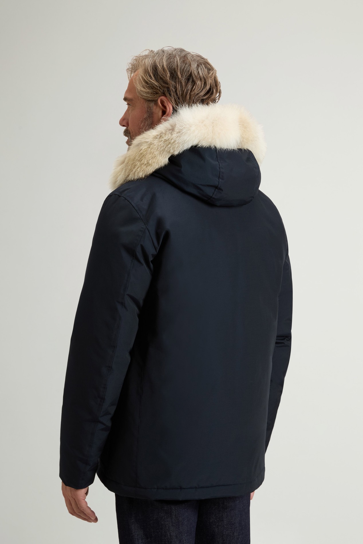 Arctic Anorak in Ramar Cloth with Detachable Fur Blue photo 3 | Woolrich