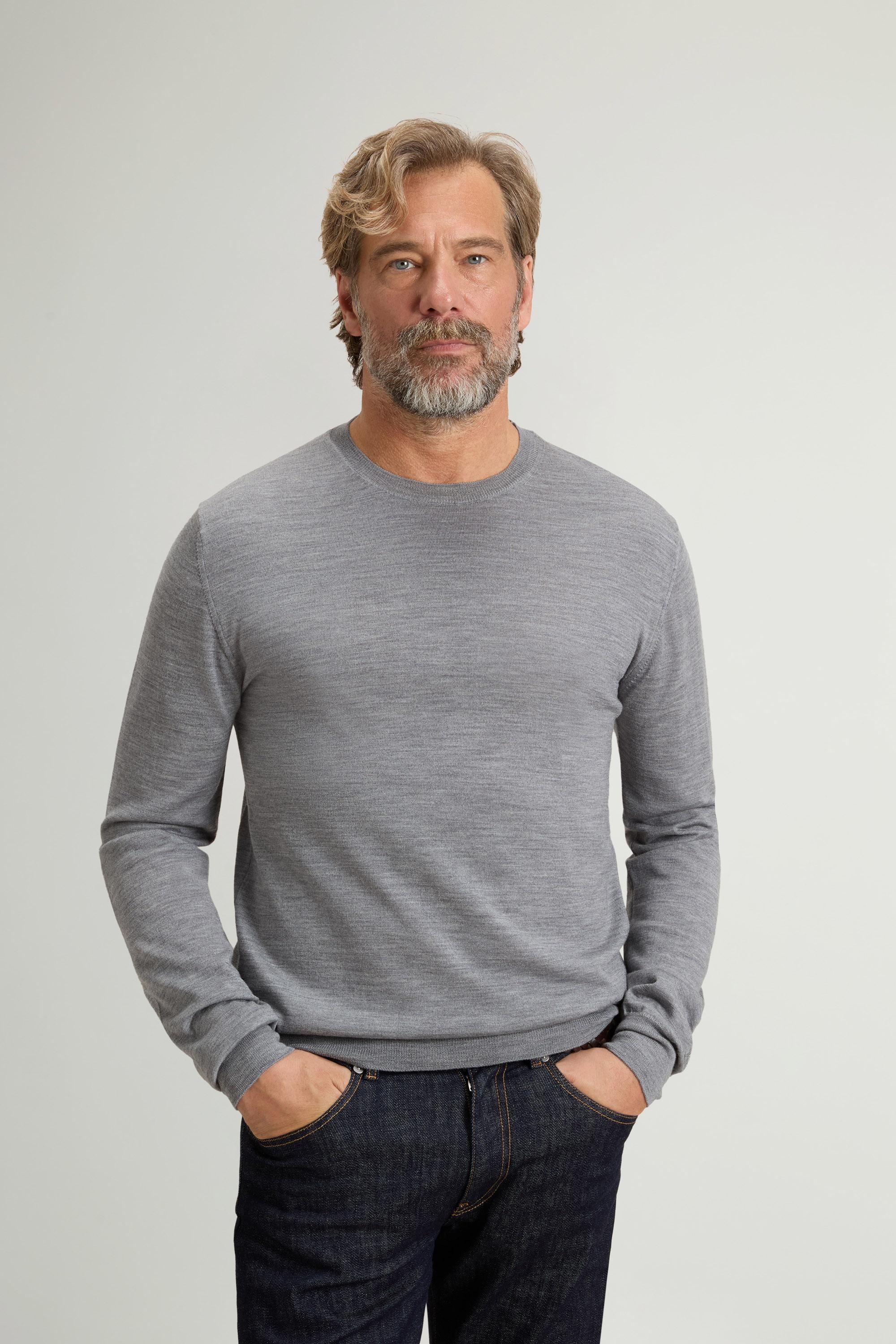 Maglione girocollo in pura lana vergine Merino Grigio photo 1 | Woolrich