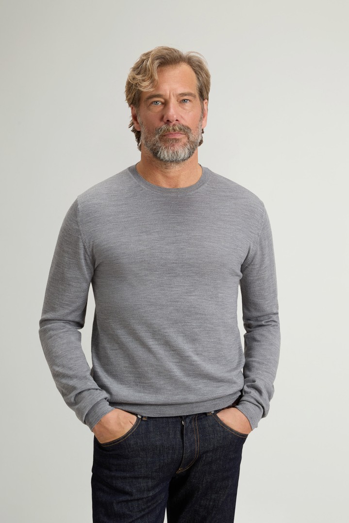 Crewneck Sweater in Pure Merino Virgin Wool Gray photo 1 | Woolrich