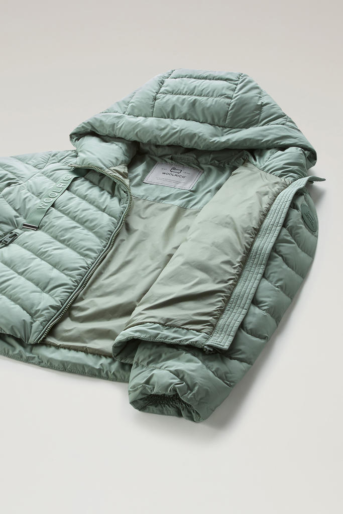 Microfibre Jacket with Chevron Quilting and Hood Green photo 6 | Woolrich