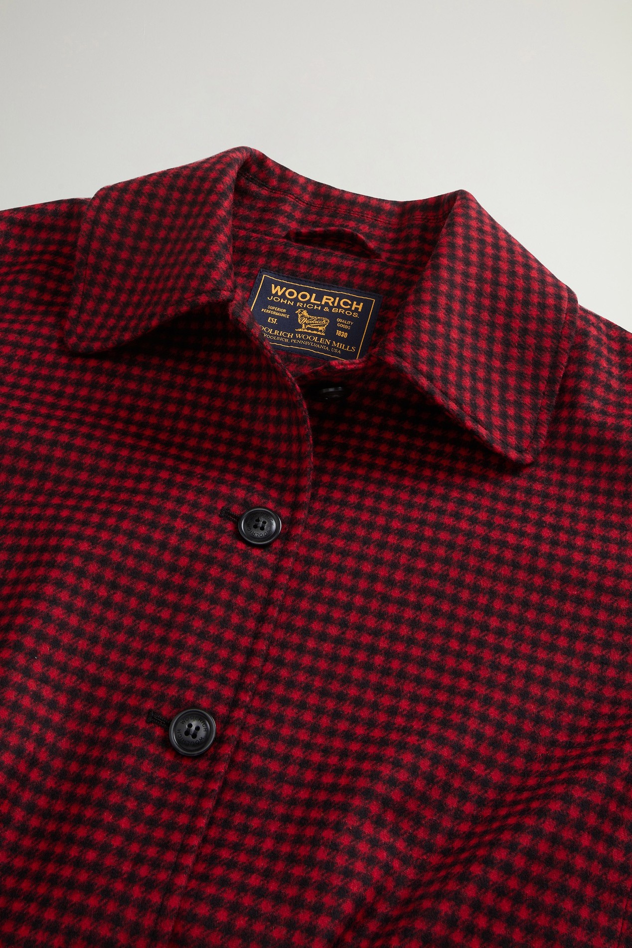Checked Overshirt in Recycled Italian Wool Blend Red photo 7 | Woolrich