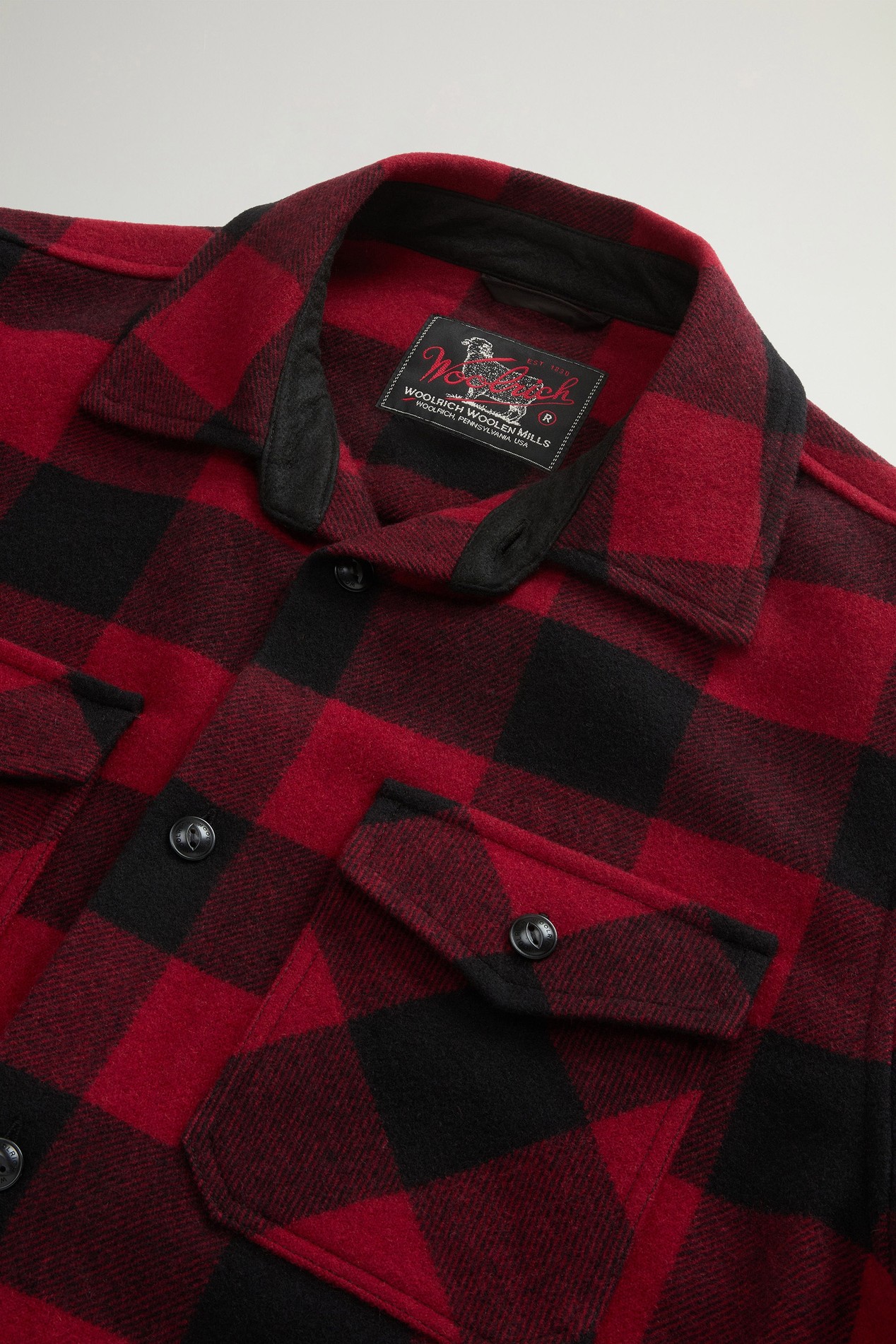 Ranger Checked Overshirt in Recycled Italian Wool Blend Red photo 2 | Woolrich