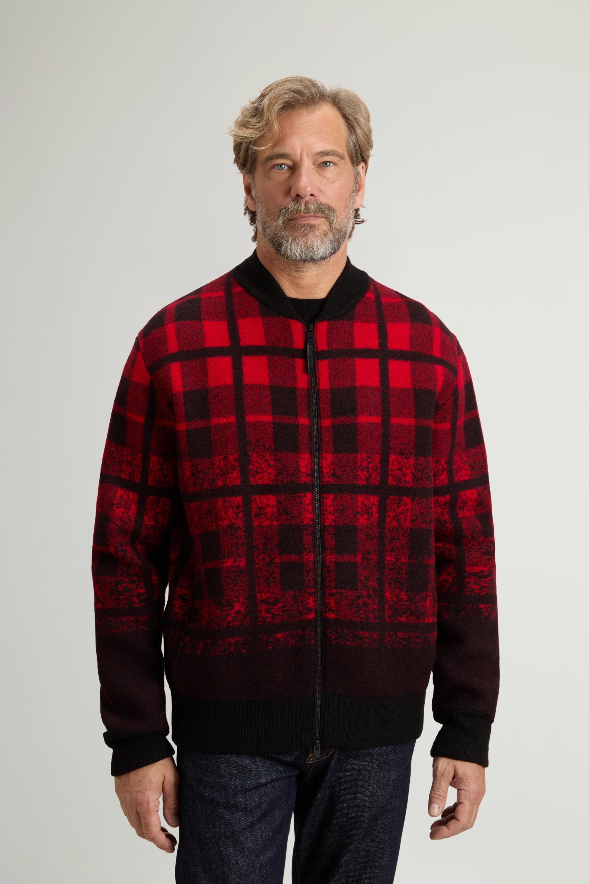 Checked Bomber Jacket in Pure Virgin Wool Red photo 1 | Woolrich