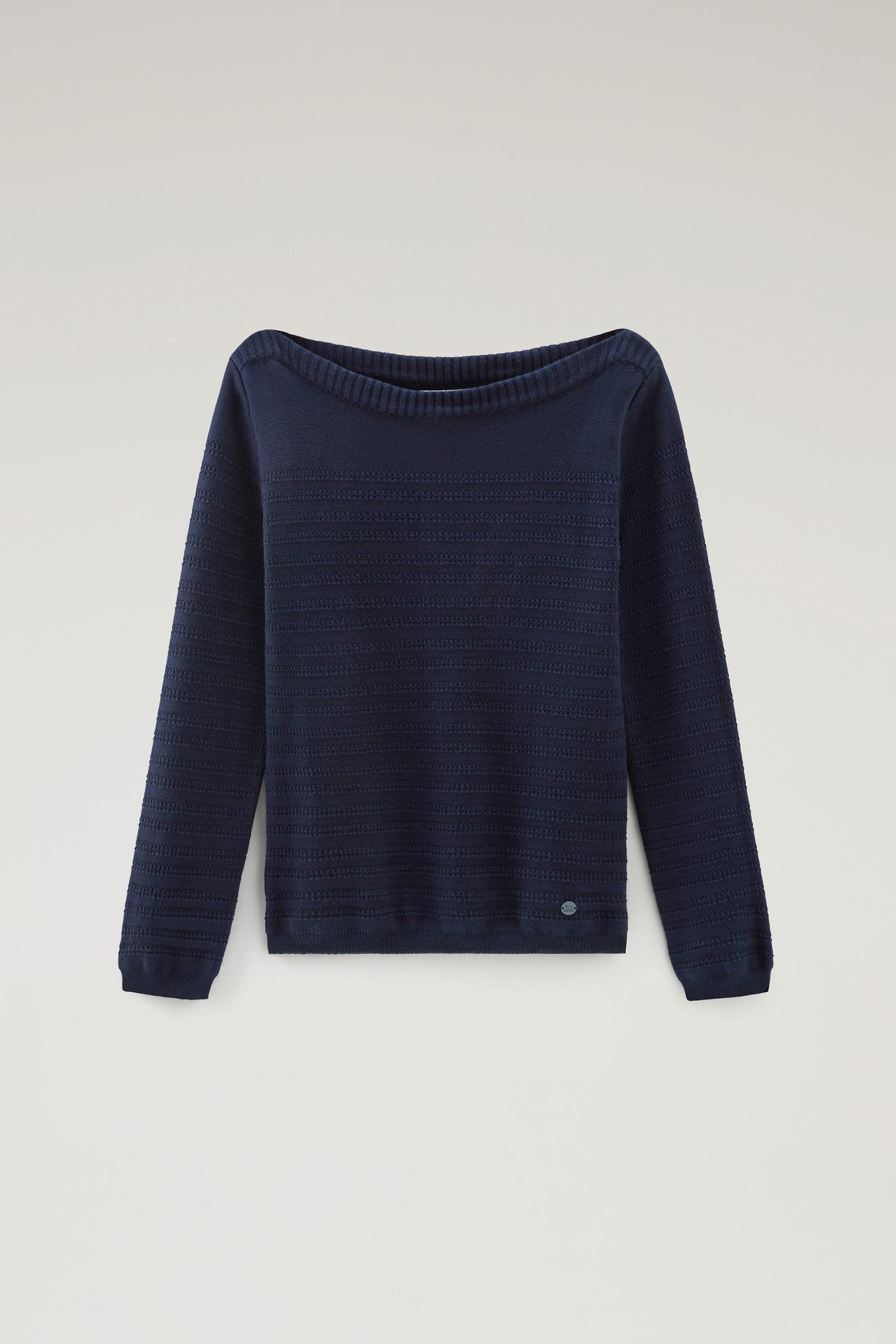 Pure Cotton Sweater with Boat Neckline Blue photo 1 | Woolrich