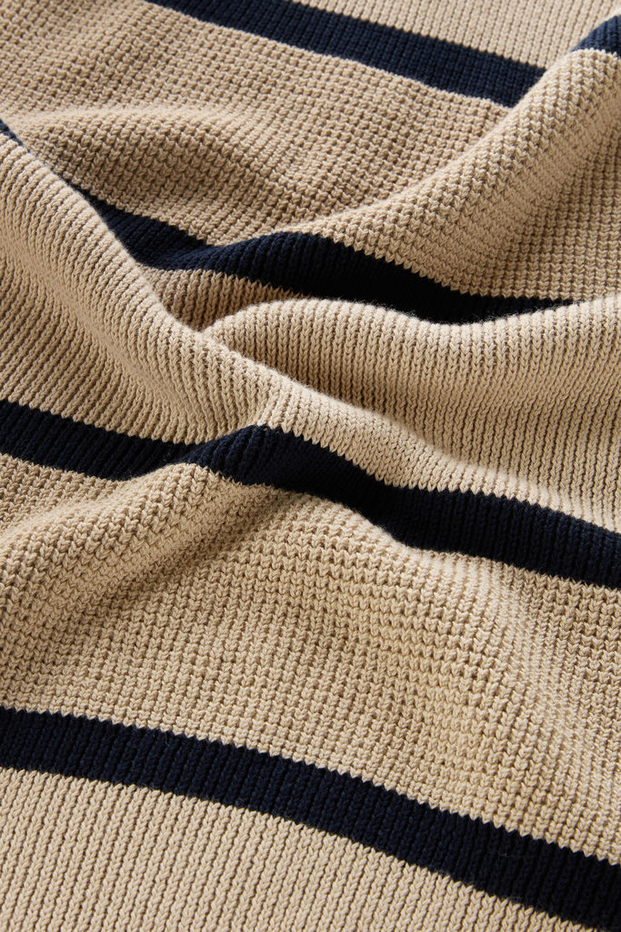 Striped Crewneck Sweater in Pure Cotton Beige photo 4 | Woolrich