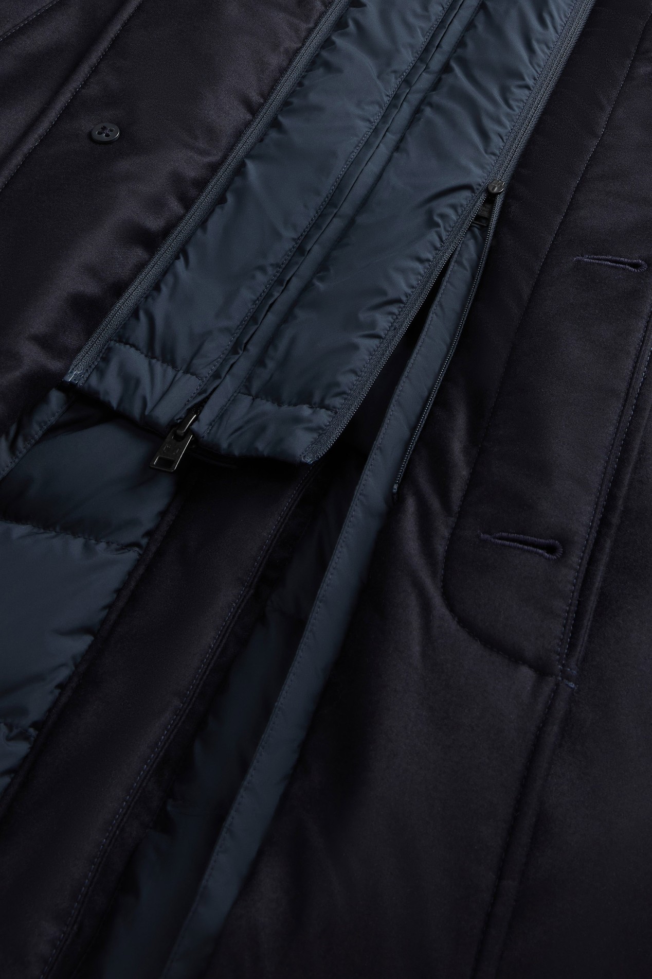 2-in-1 Coat in Italian Virgin Wool and Silk Blue photo 9 | Woolrich