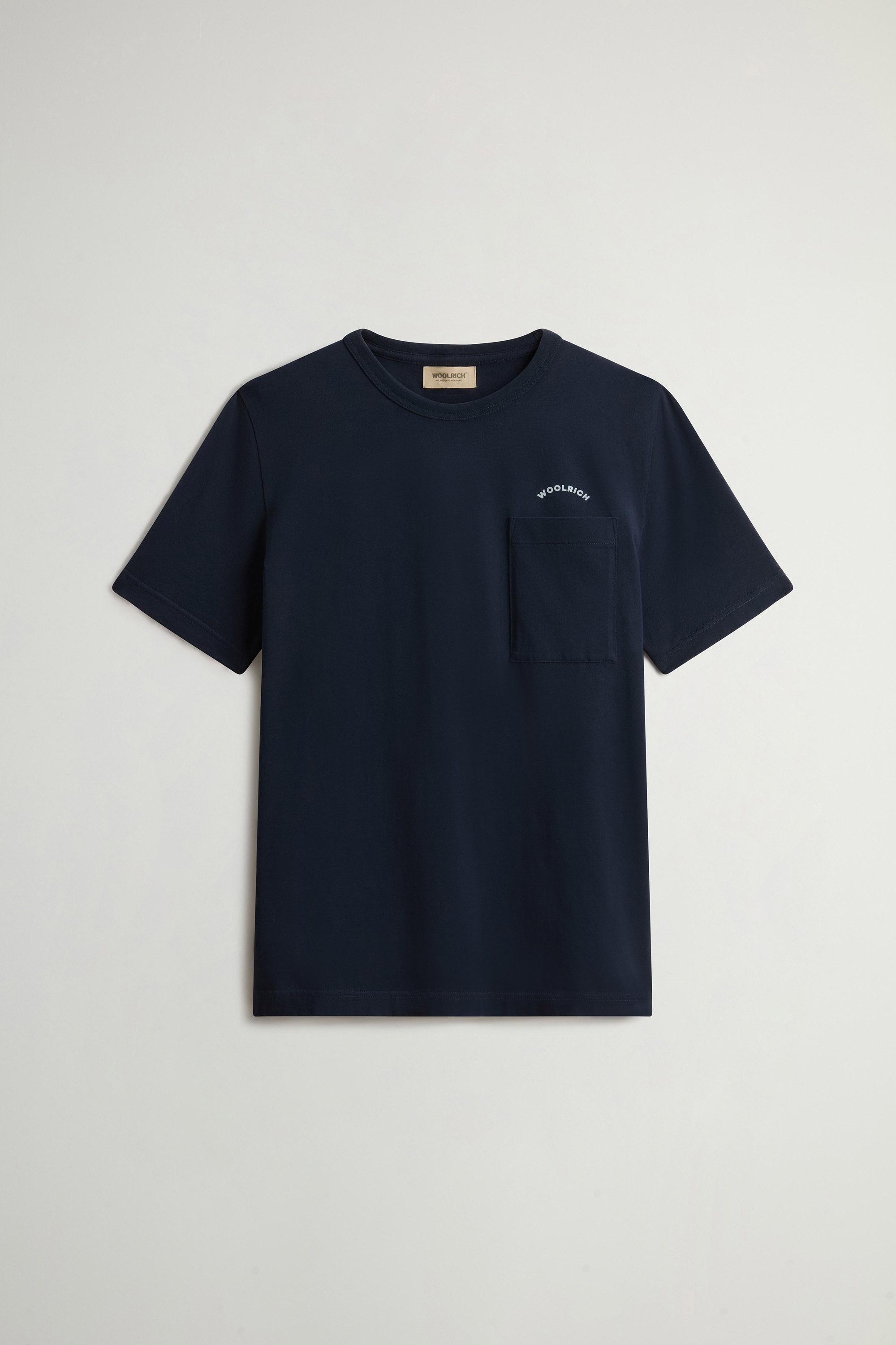COTTON LOGO POCKET T-SHIRT Blue photo 5 | Woolrich