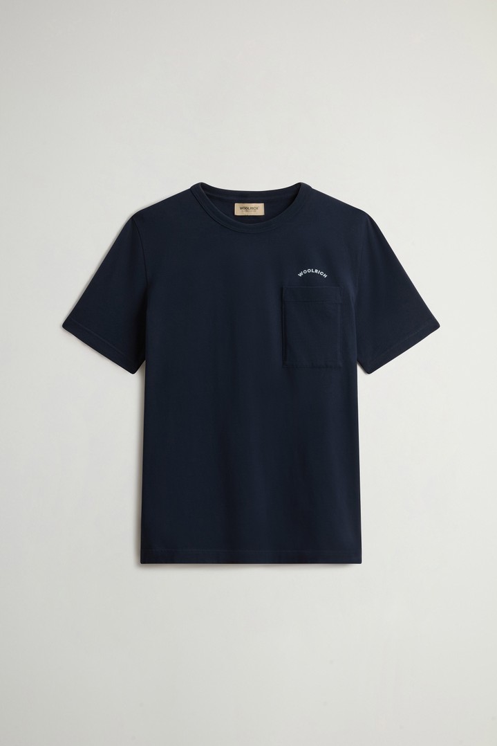 COTTON LOGO POCKET T-SHIRT Blue photo 5 | Woolrich