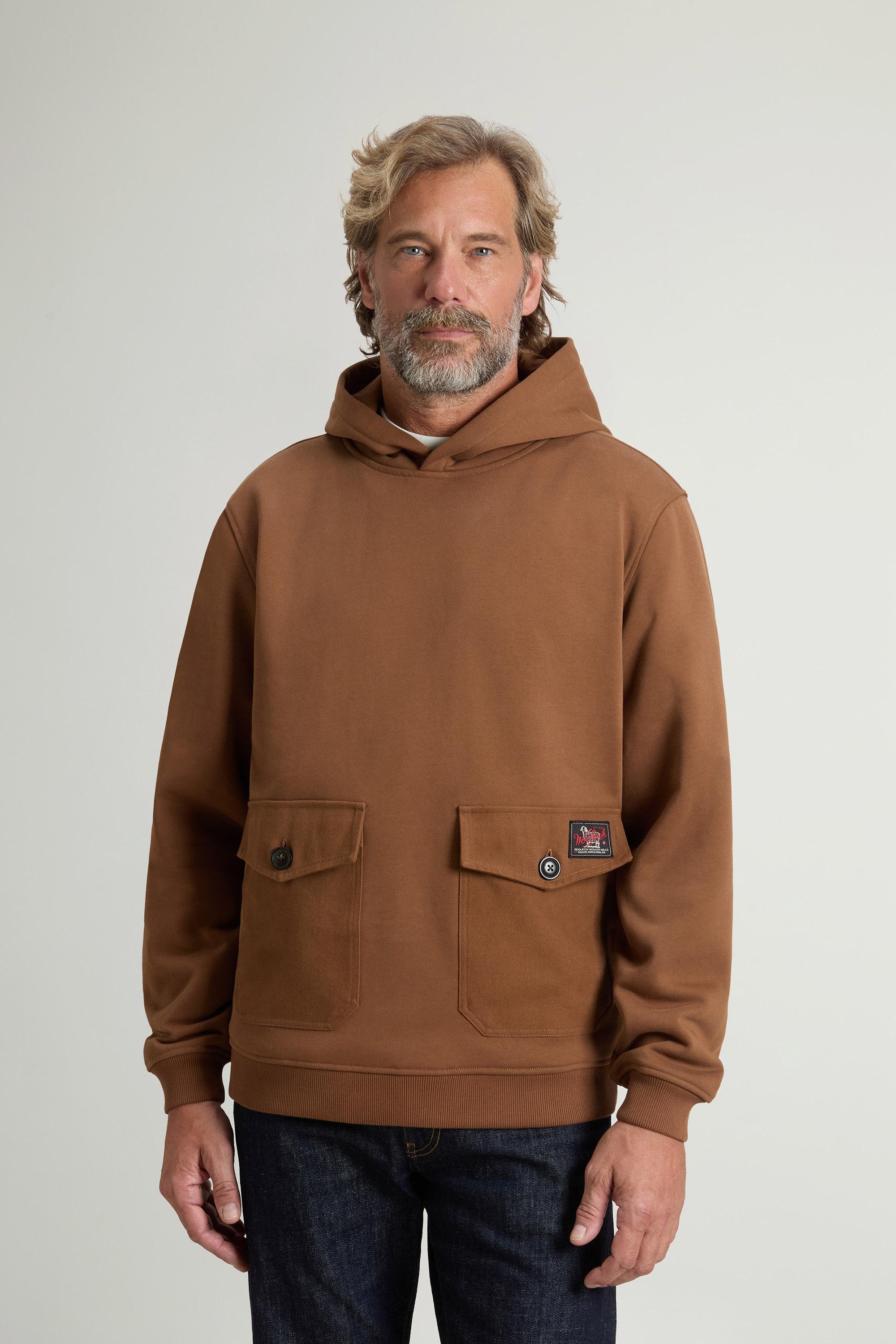 Kapuzenpullover aus einer Baumwollmischung mit Tasche Braun photo 1 | Woolrich