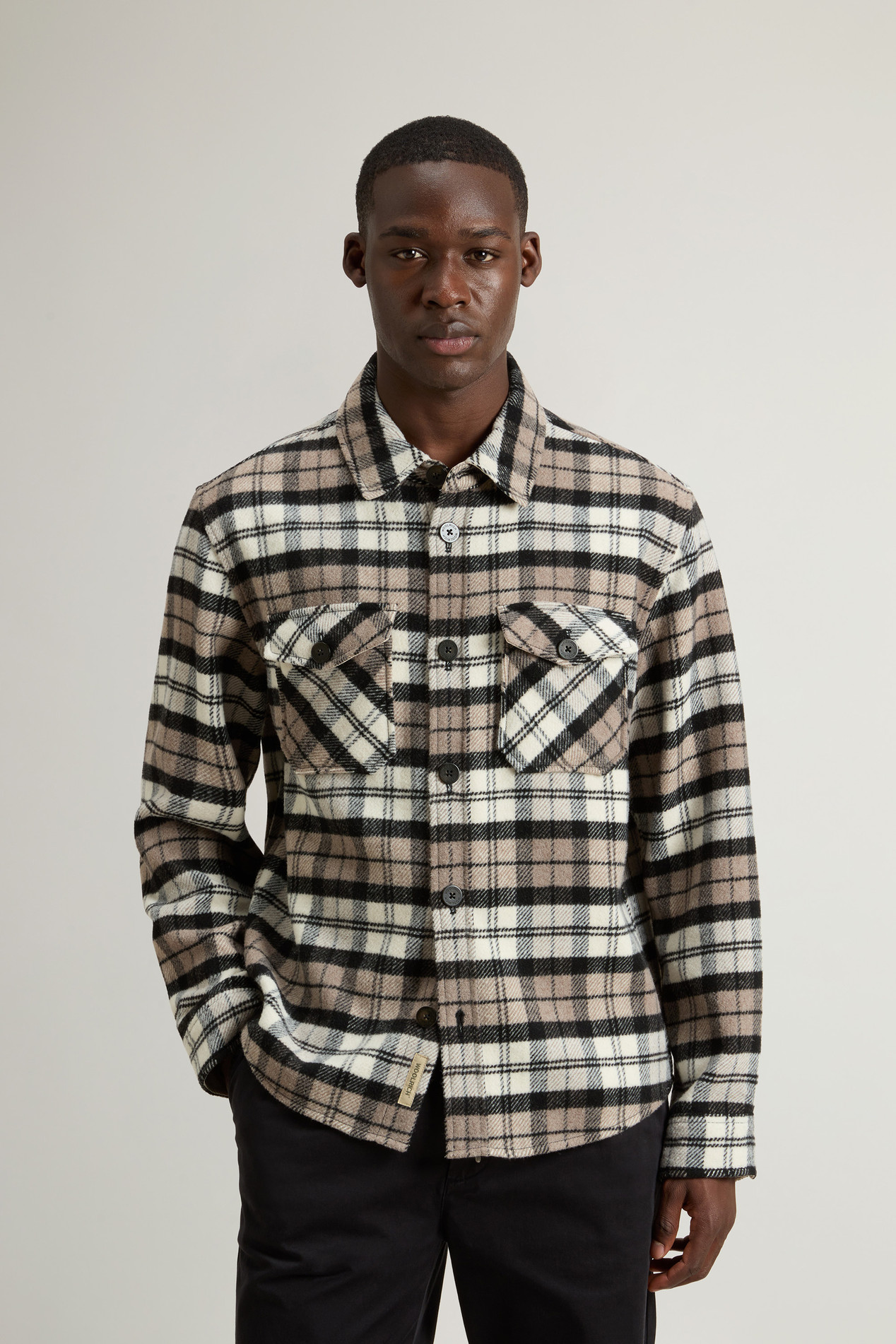 Wool-Blend Overshirt with Checked Pattern Brown photo 1 | Woolrich