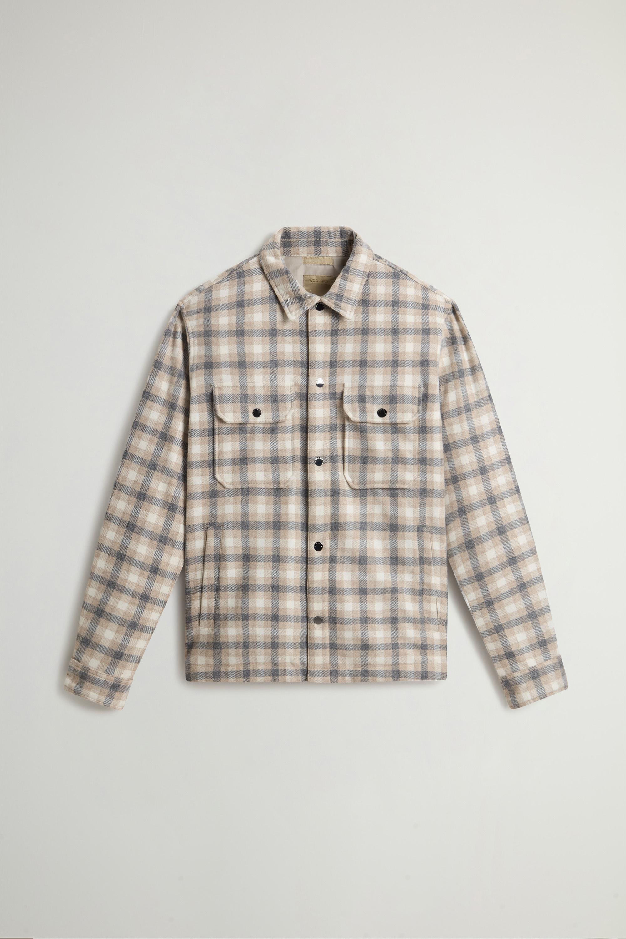 Alaskan Check Overshirt in Recycled Italian Wool Blend Beige photo 5 | Woolrich