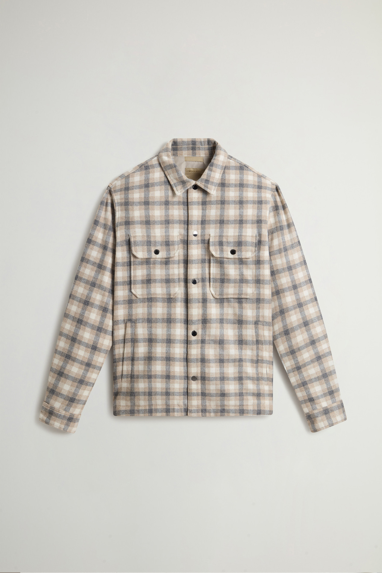 Alaskan Check Overshirt in Recycled Italian Wool Blend Beige photo 5 | Woolrich