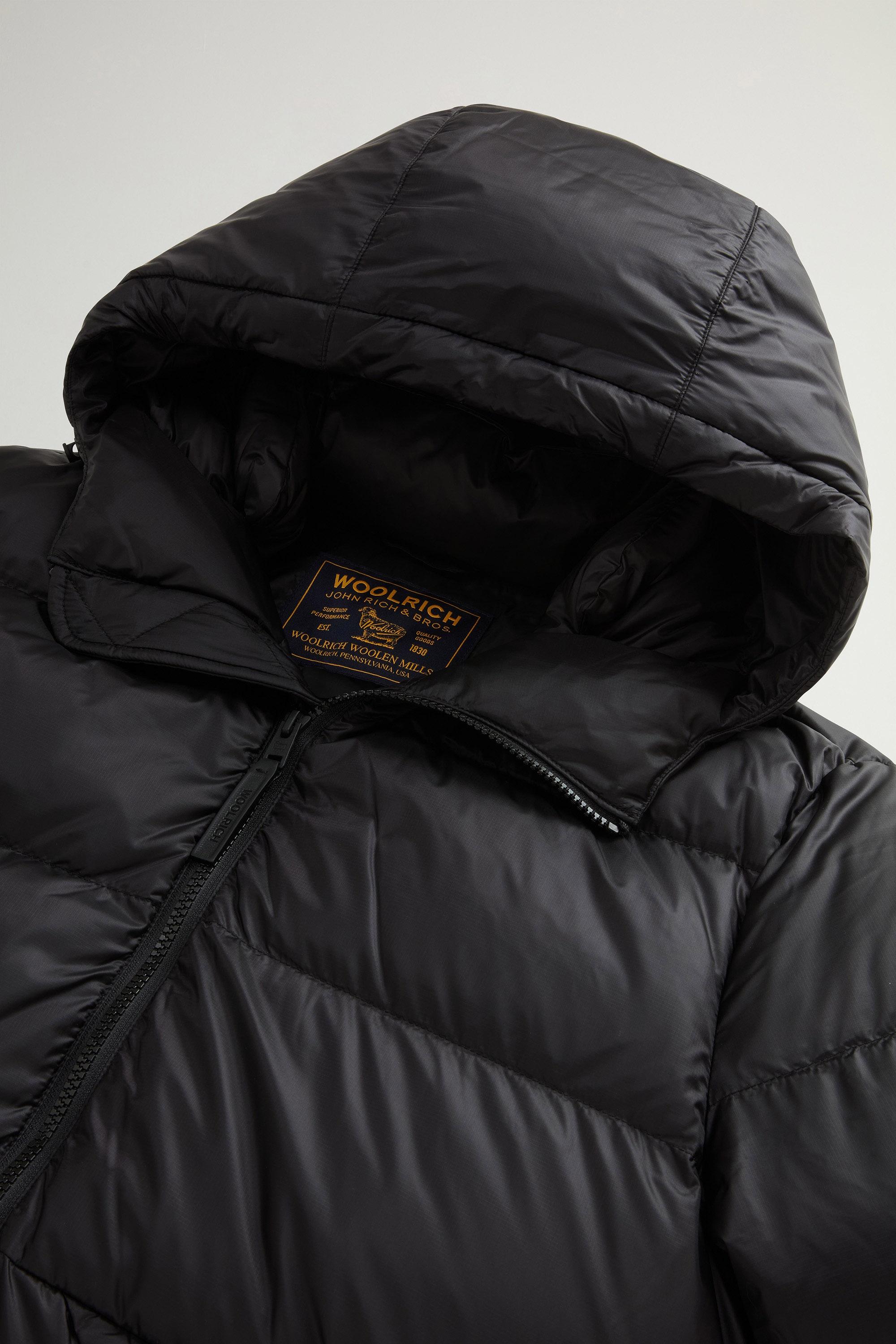 Quilted down jacket in recycled Pertex® Quantum fabric with hood Black photo 6 | Woolrich