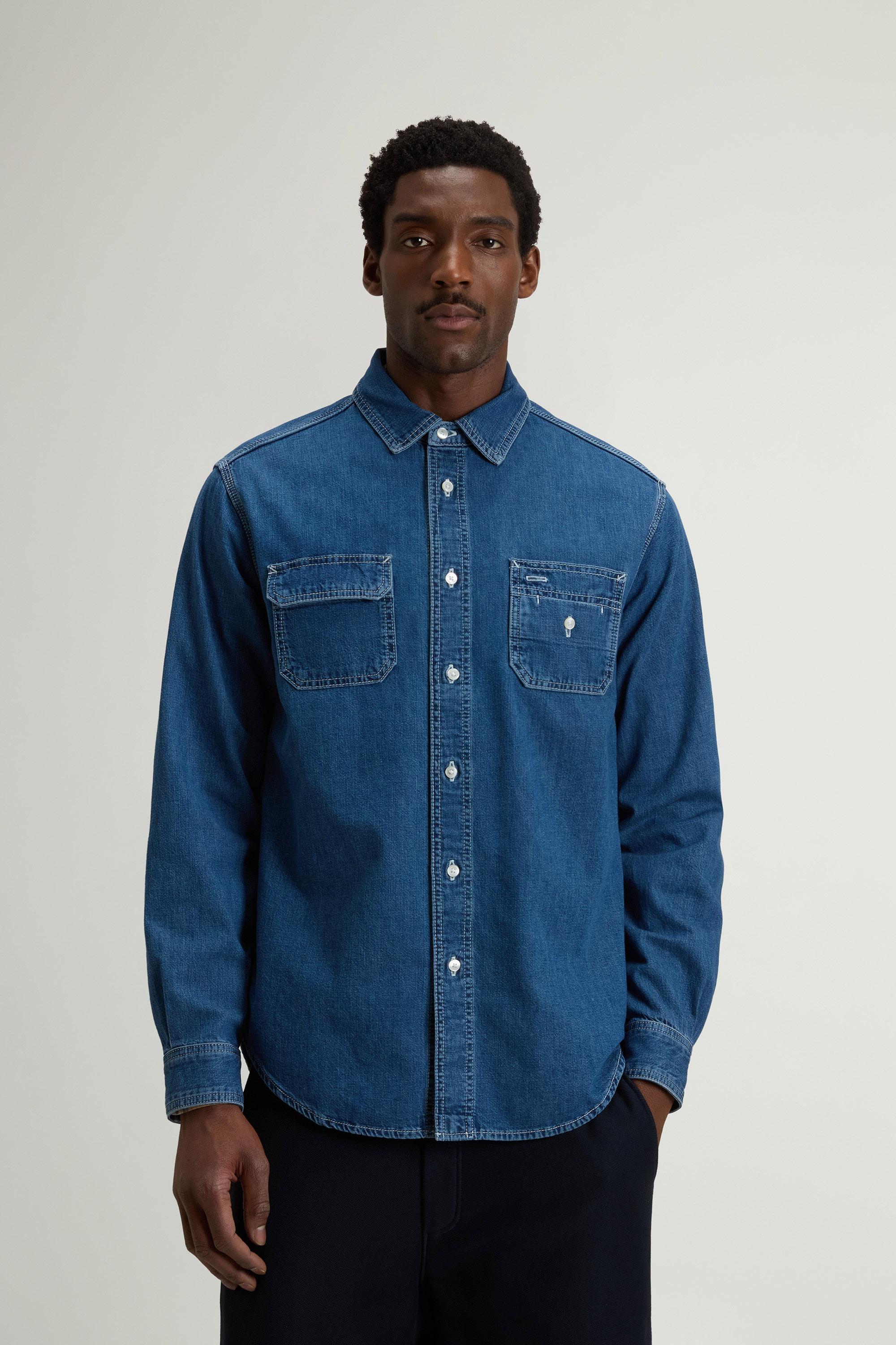 Shirt in Lightweight Pure Cotton Denim Blue photo 1 | Woolrich