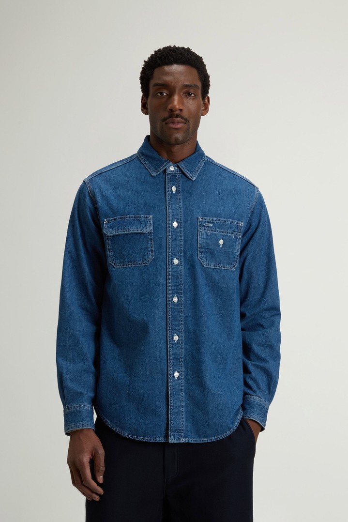 Shirt in Lightweight Pure Cotton Denim Blue photo 1 | Woolrich