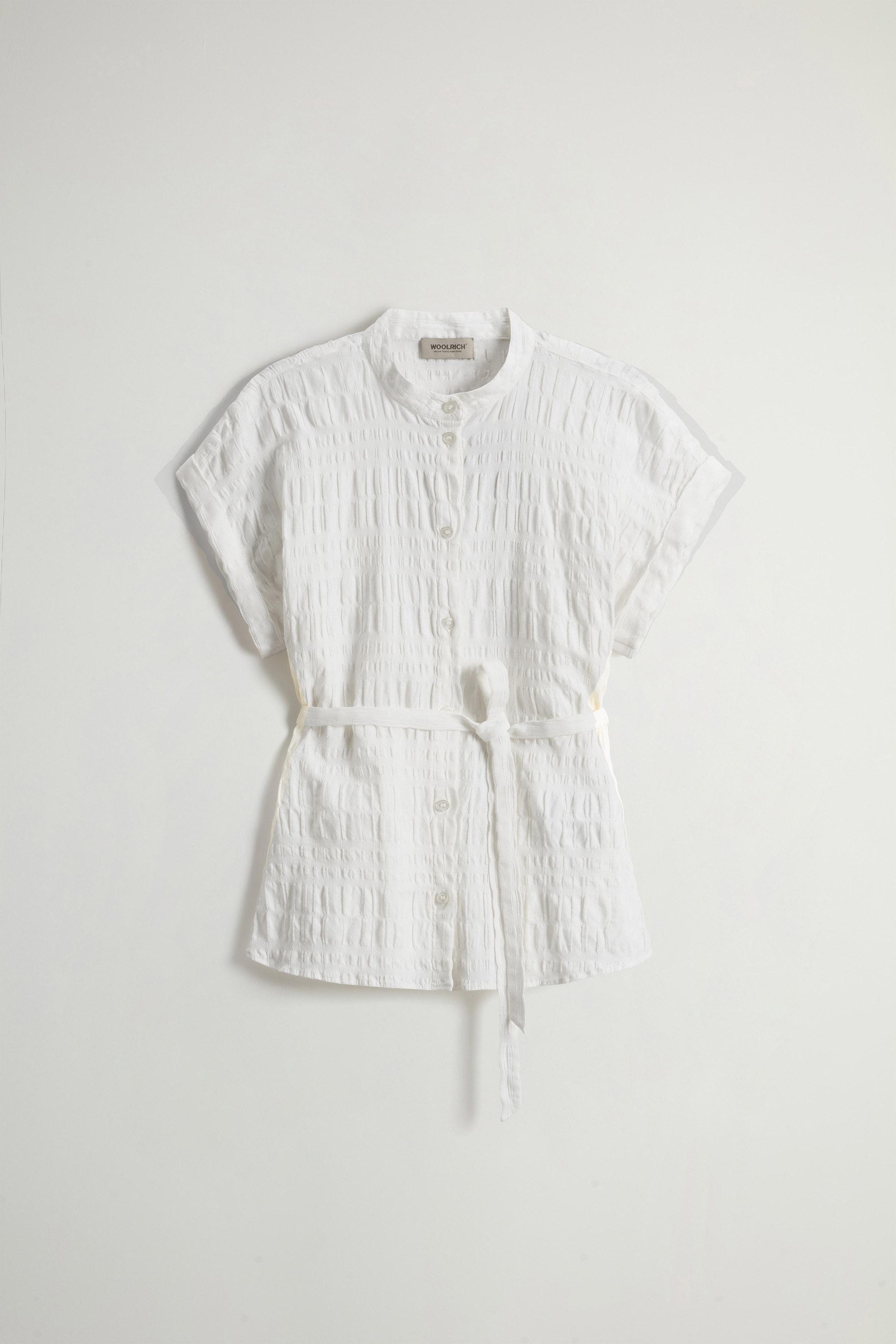 PRINTED COTTON LINEN BLOUSE White photo 5 | Woolrich