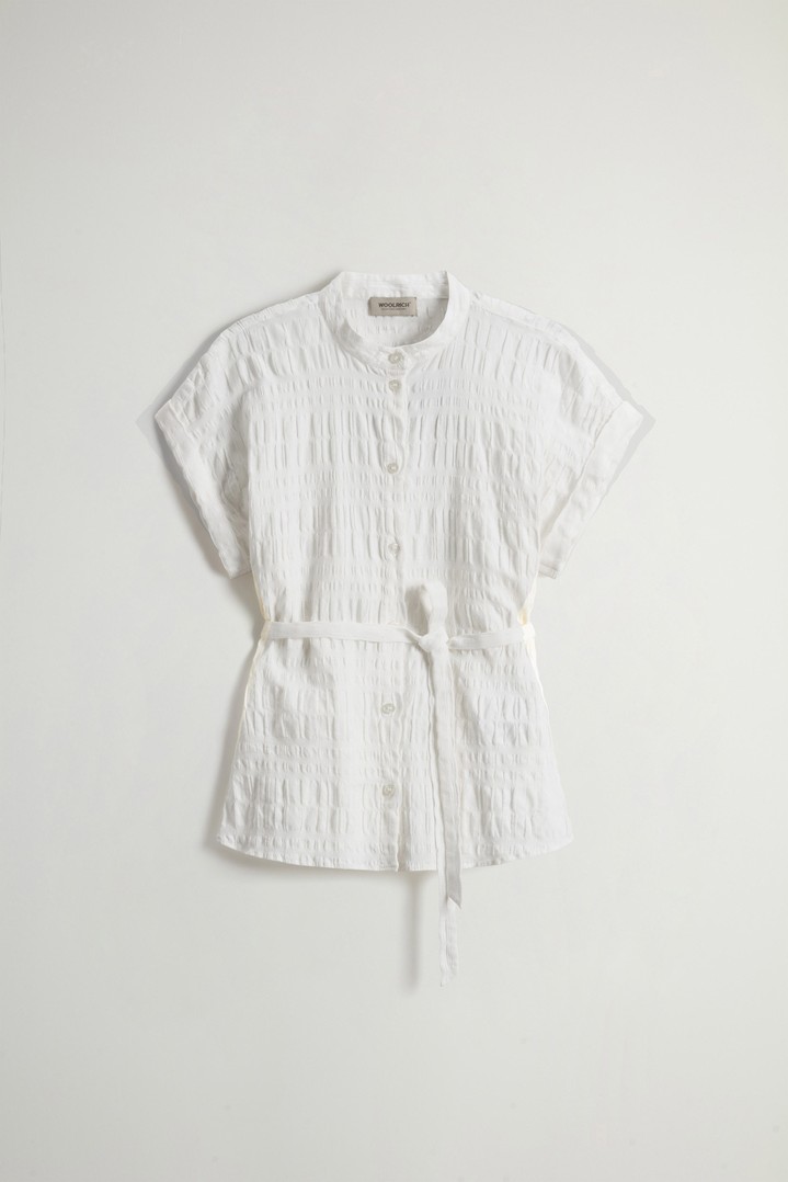 PRINTED COTTON LINEN BLOUSE White photo 5 | Woolrich