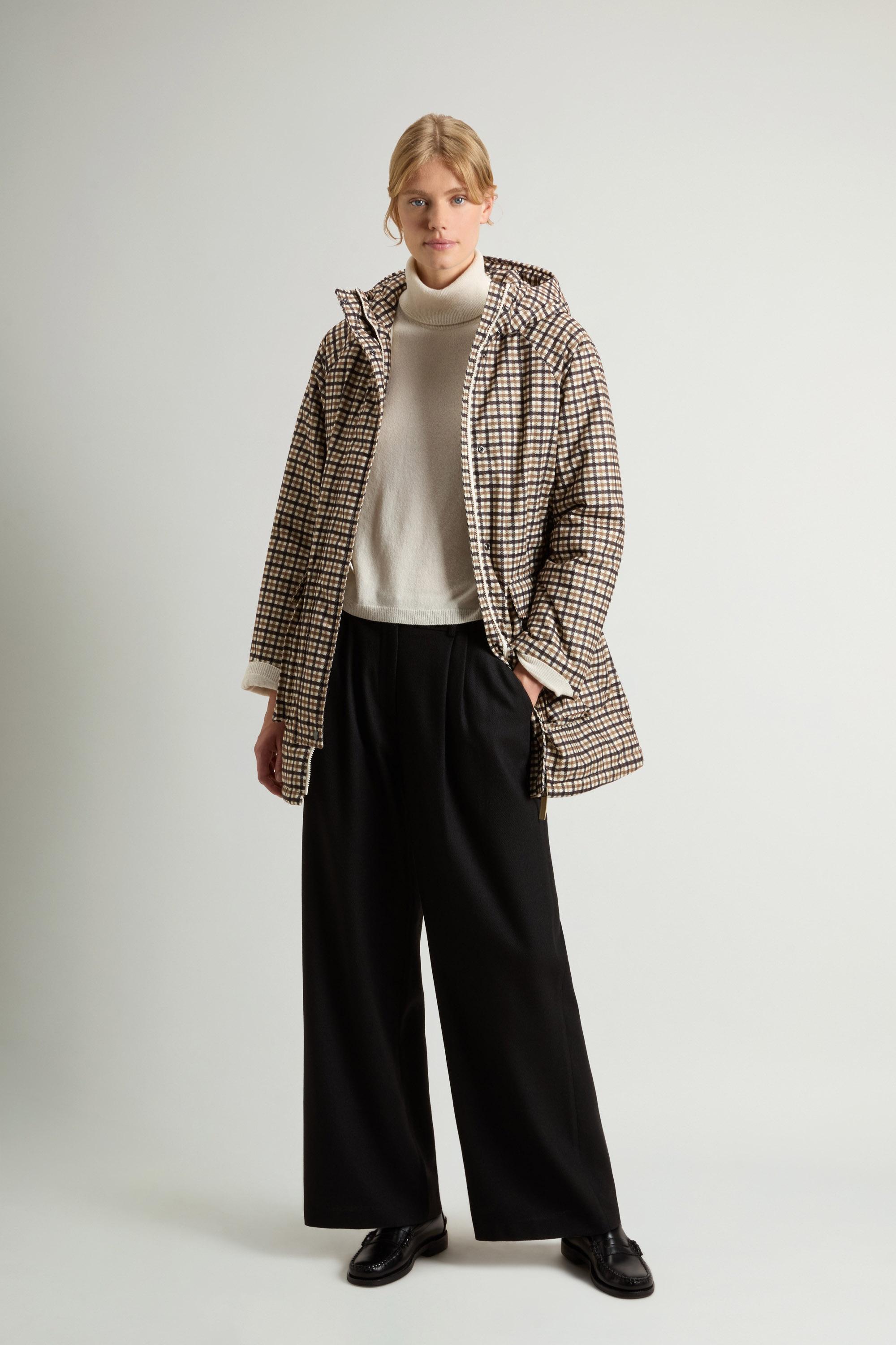 Padded Checked Parka in Wool-Effect Fabric White photo 1 | Woolrich