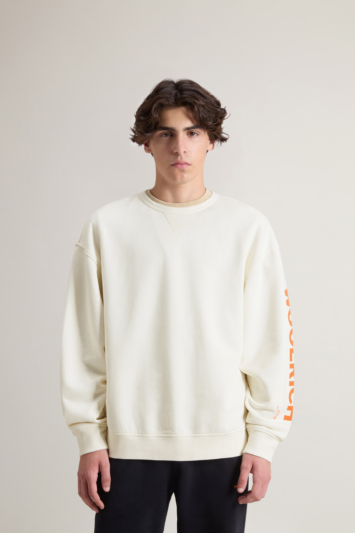 Teen Boys’ Crewneck Sweatshirt in Brushed Pure Cotton White photo 1 | Woolrich