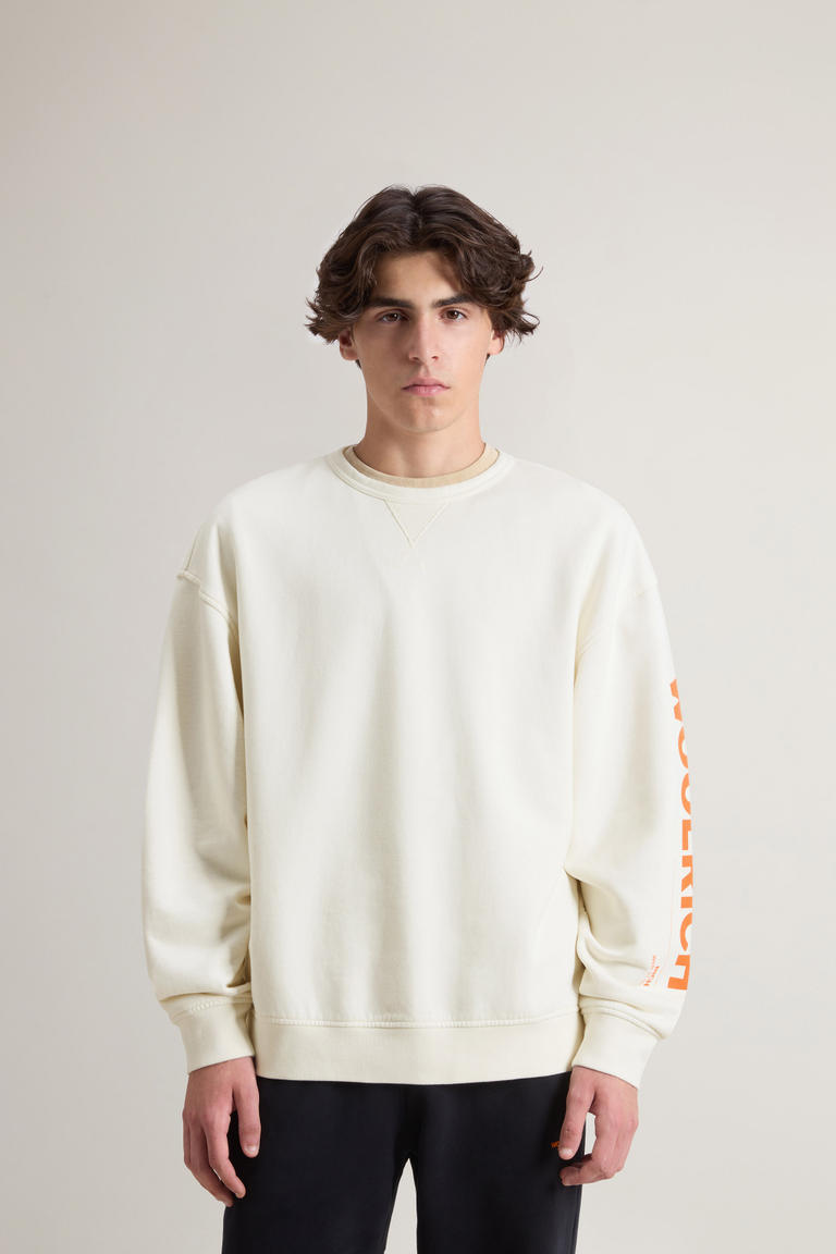 Rundhals-Sweatshirt aus gebürsteter reiner Baumwolle für Jungen Weiß photo 1 | Woolrich
