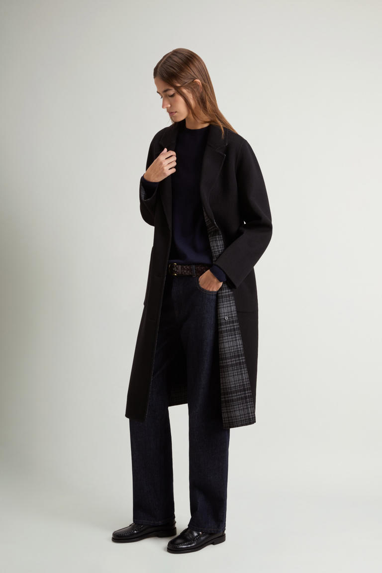 Coat in Double-Face Pure Wool Black photo 1 | Woolrich