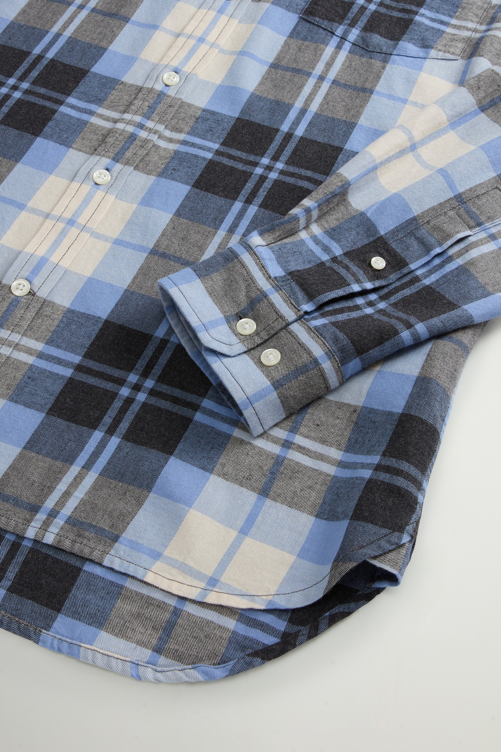 Pure Madras Cotton Flannel Checked Shirt Blue photo 7 | Woolrich