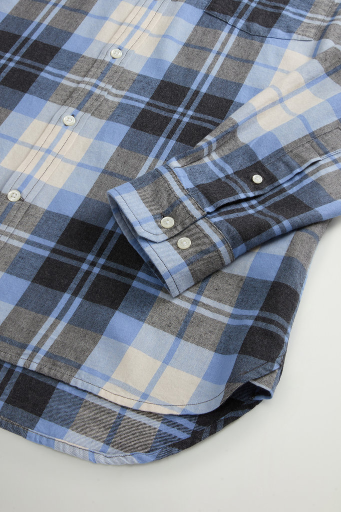 Pure Madras Cotton Flannel Checked Shirt Blue photo 7 | Woolrich
