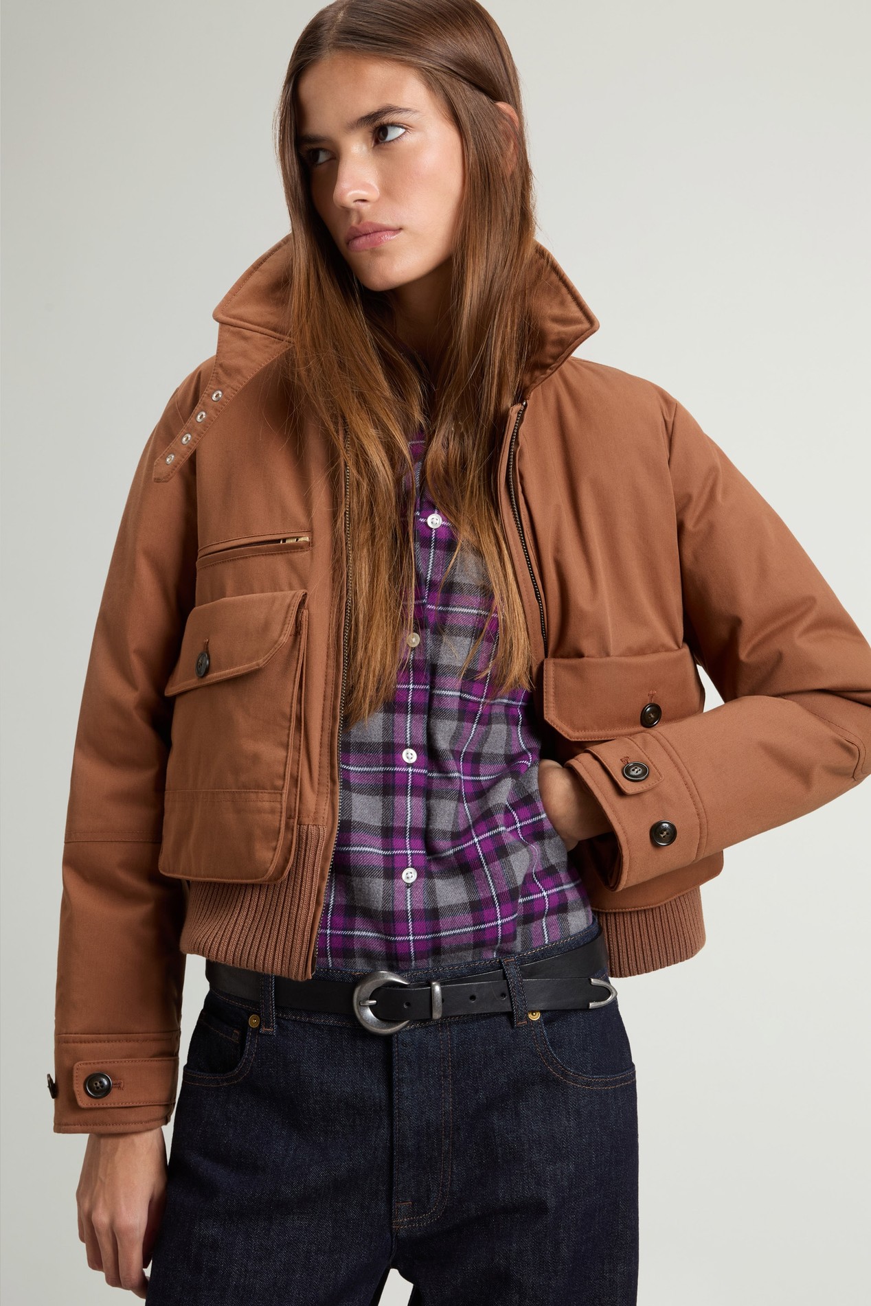 BEST COTTON FAUX FUR BOMBER Marron photo 4 | Woolrich