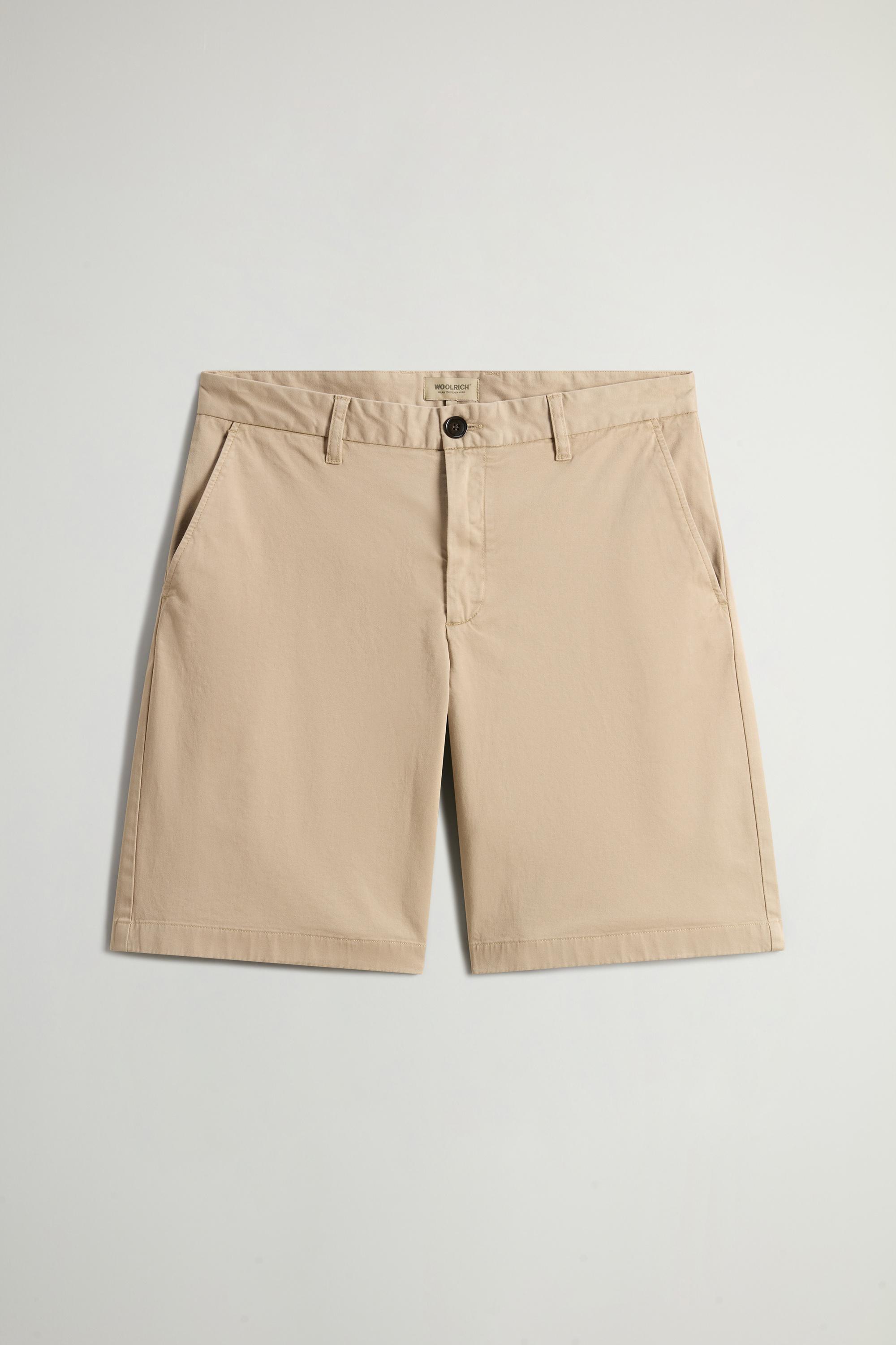 Garment-Dyed Stretch Cotton Twill Chino Shorts Beige photo 1 | Woolrich