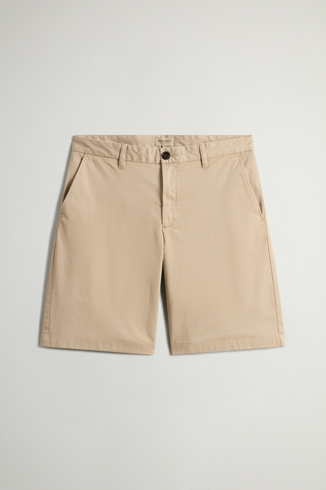 Garment-Dyed Stretch Cotton Twill Chino Shorts Beige photo 1 | Woolrich