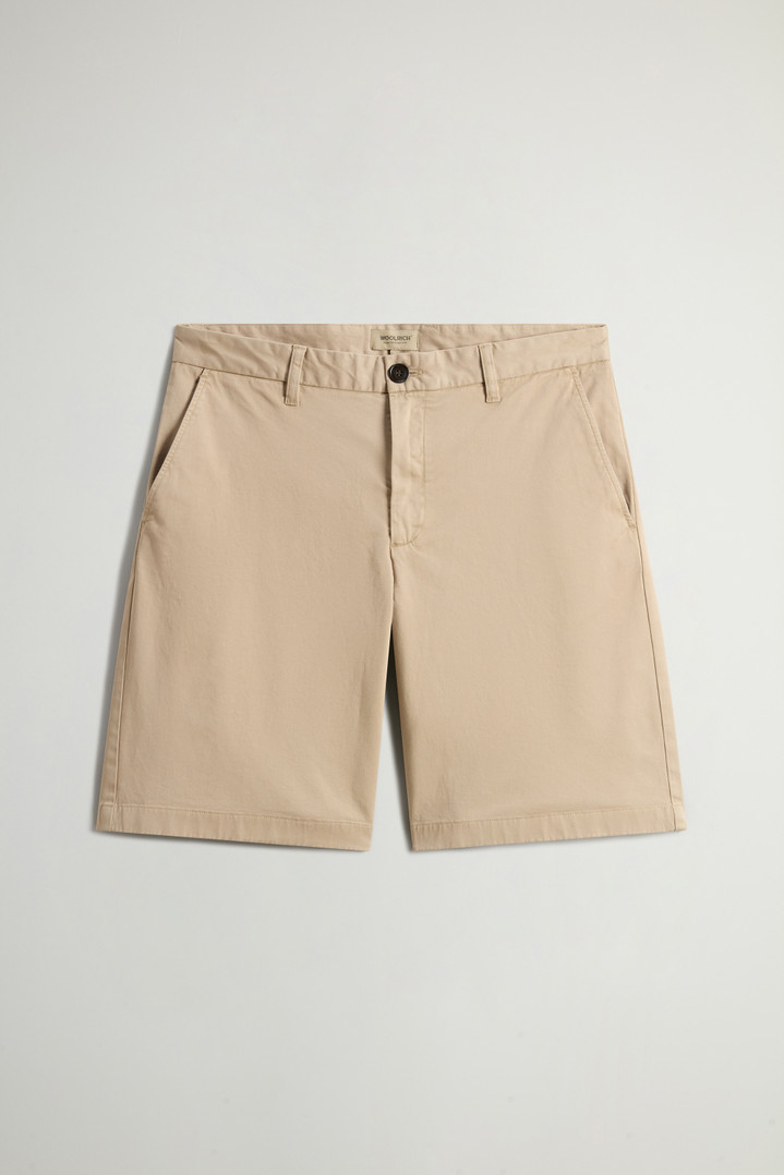 Garment-Dyed Stretch Cotton Twill Chino Shorts Beige photo 1 | Woolrich