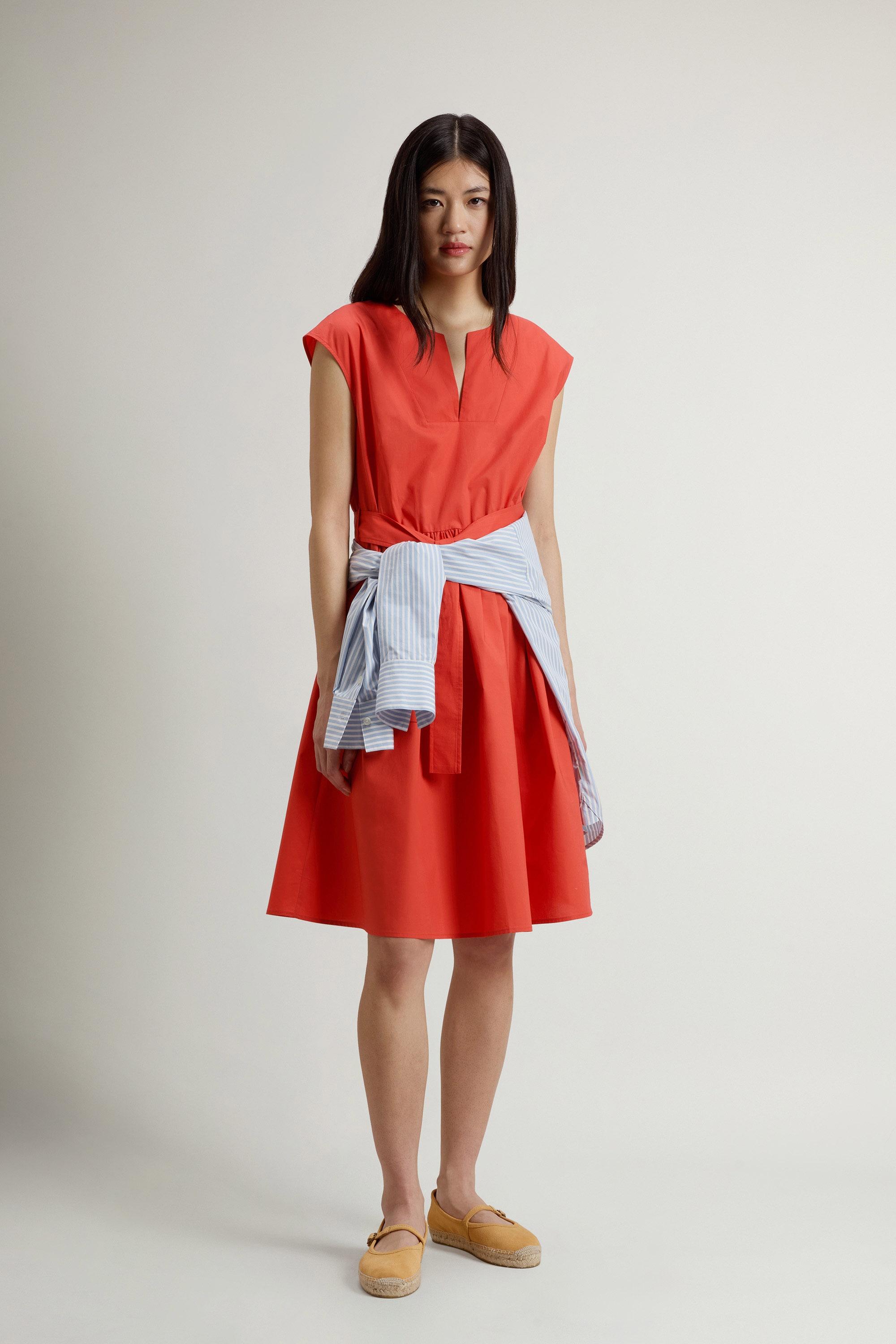 Kleid aus Popeline aus reiner Baumwolle mit Gürtel Rot photo 1 | Woolrich