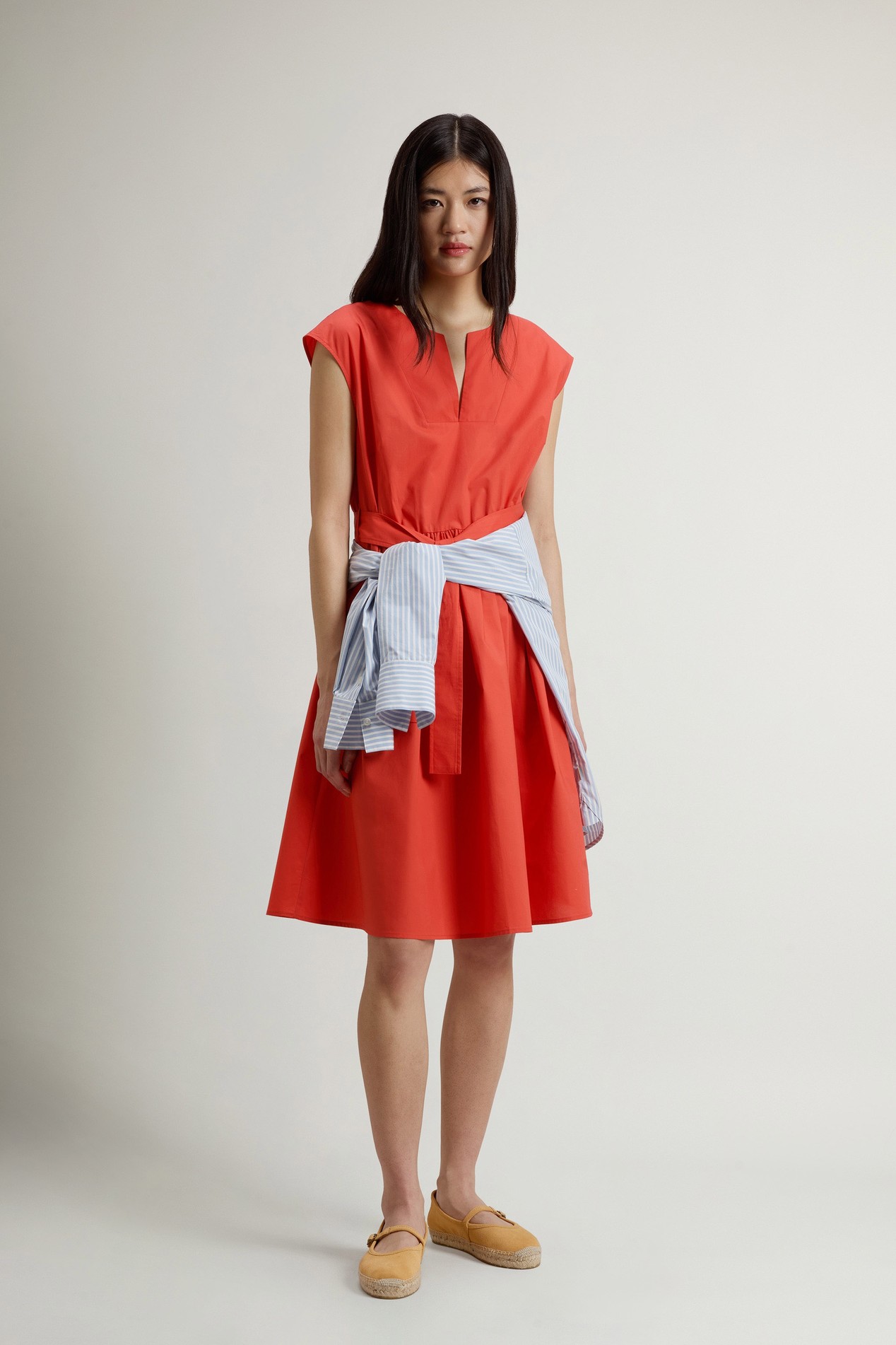 Pure Cotton Poplin Dress with Belt Red photo 2 | Woolrich