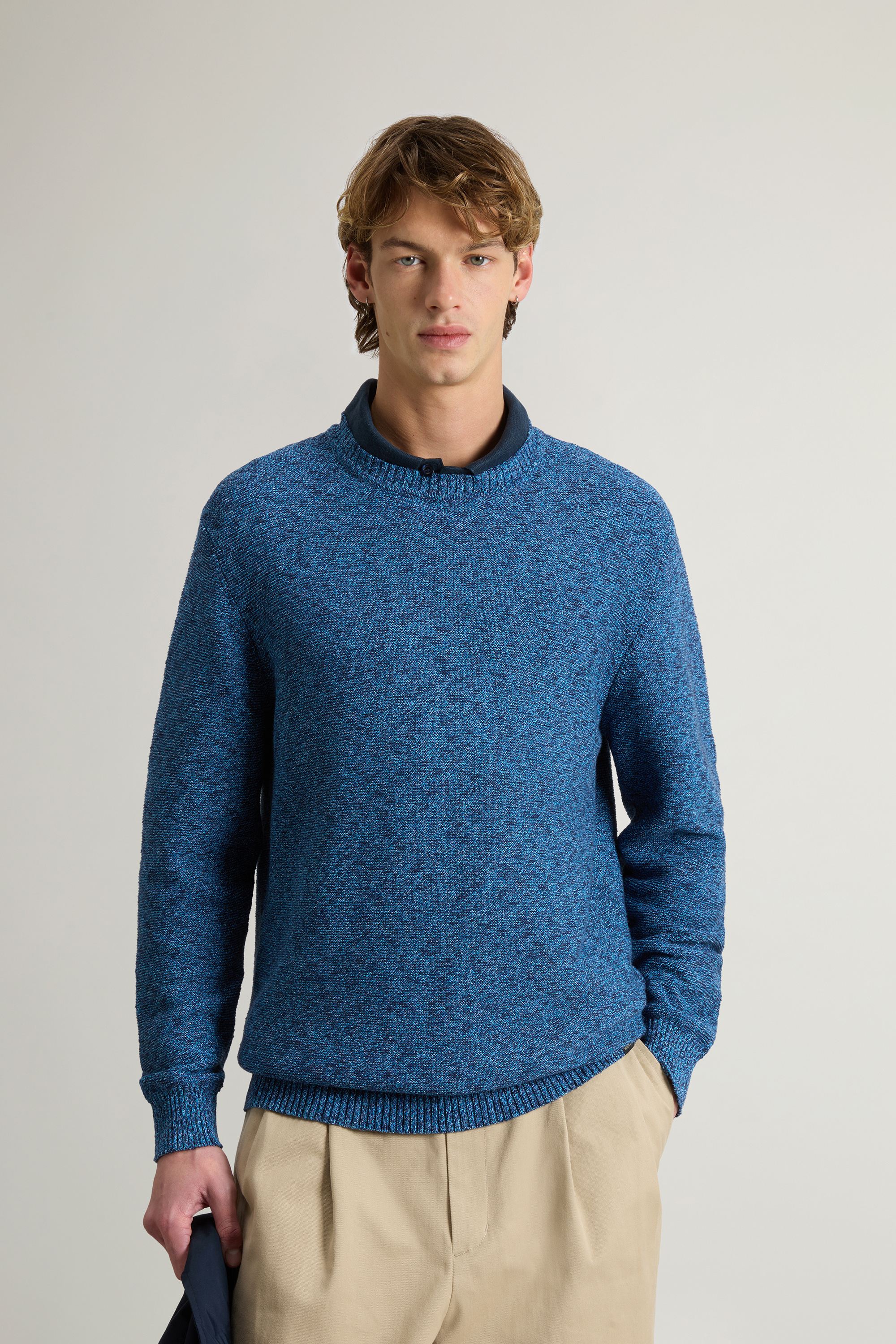 Crewneck Cotton-Blend Sweater Blue photo 1 | Woolrich